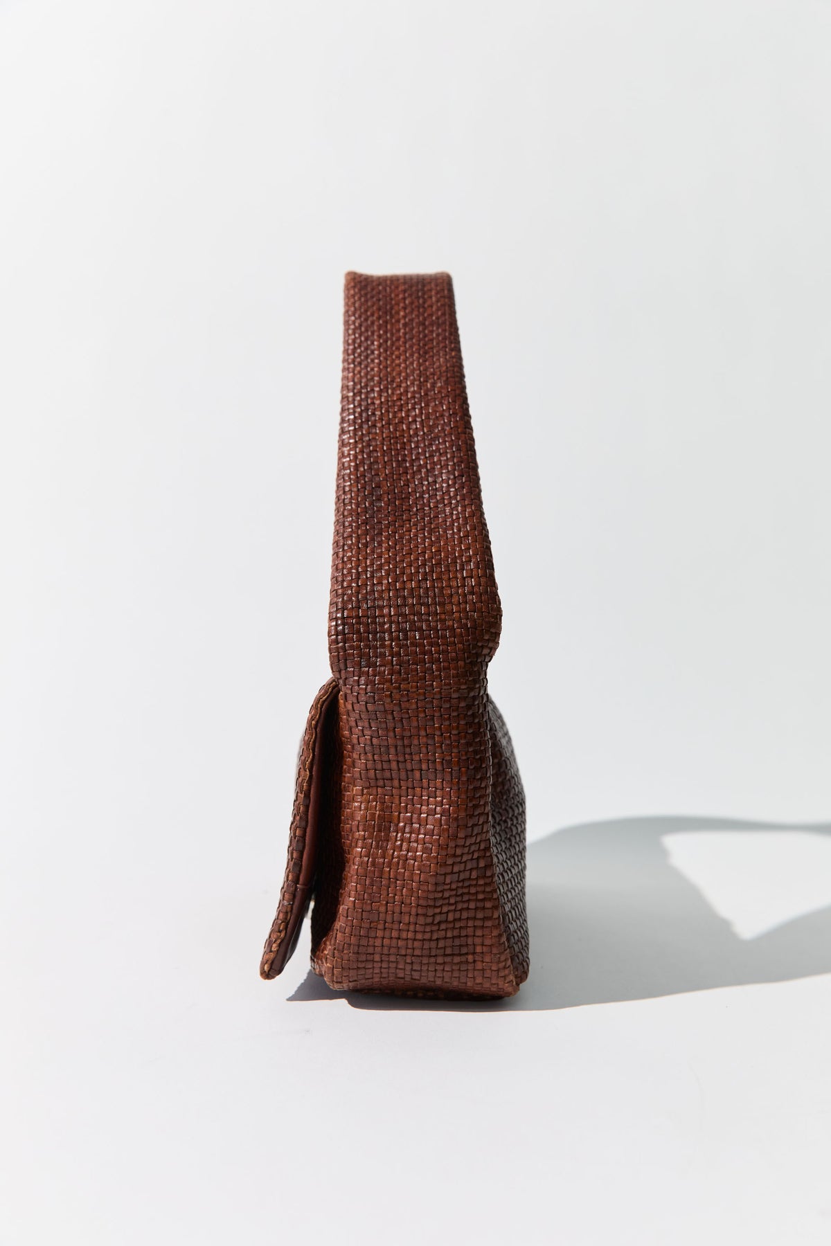 Woven Slim Satchel - Chestnut