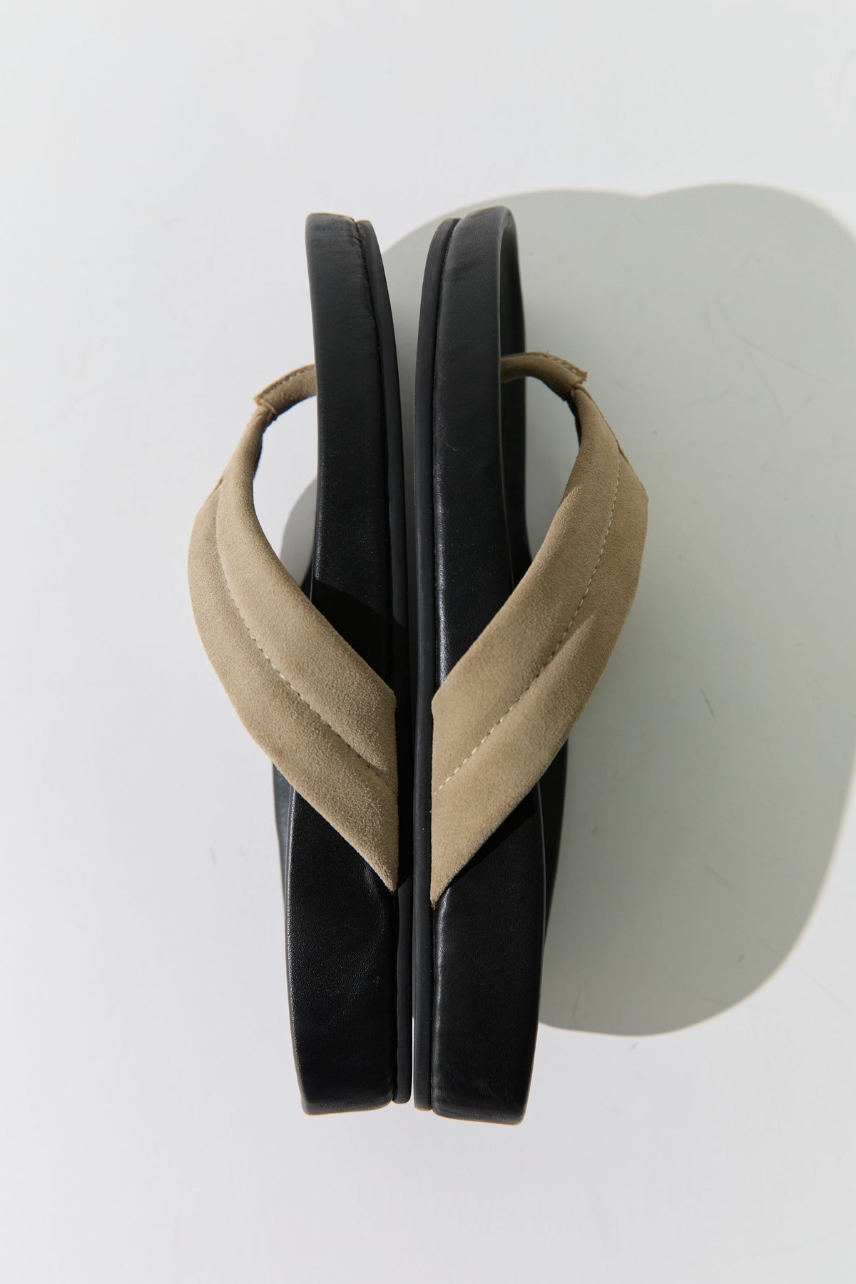 Suede Stitch Detail Thong Slide - Rock