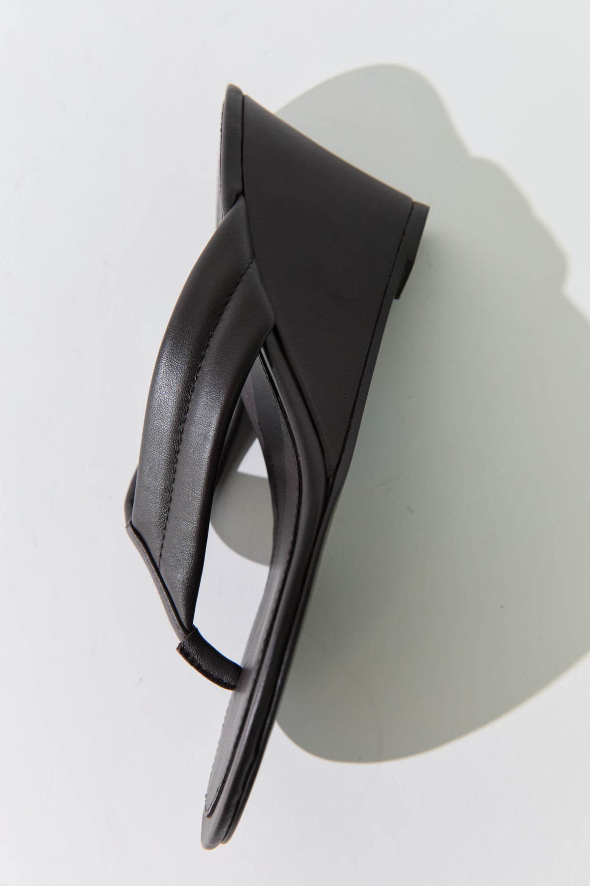 Stitch Detail Thong Wedge - Coffee