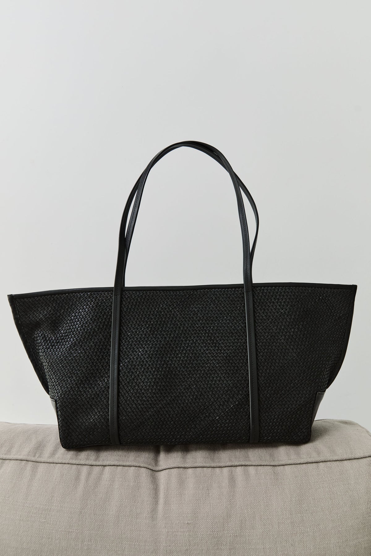 Woven Bateau Tote - Black