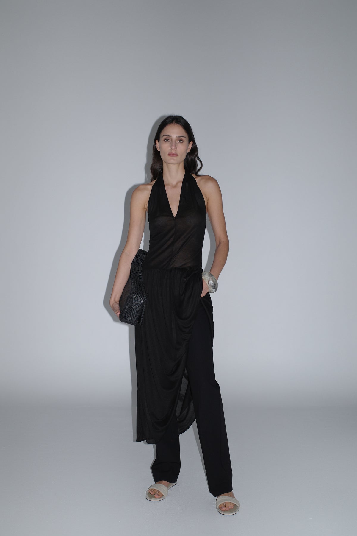 Fluid Jersey Halter Dress - Black