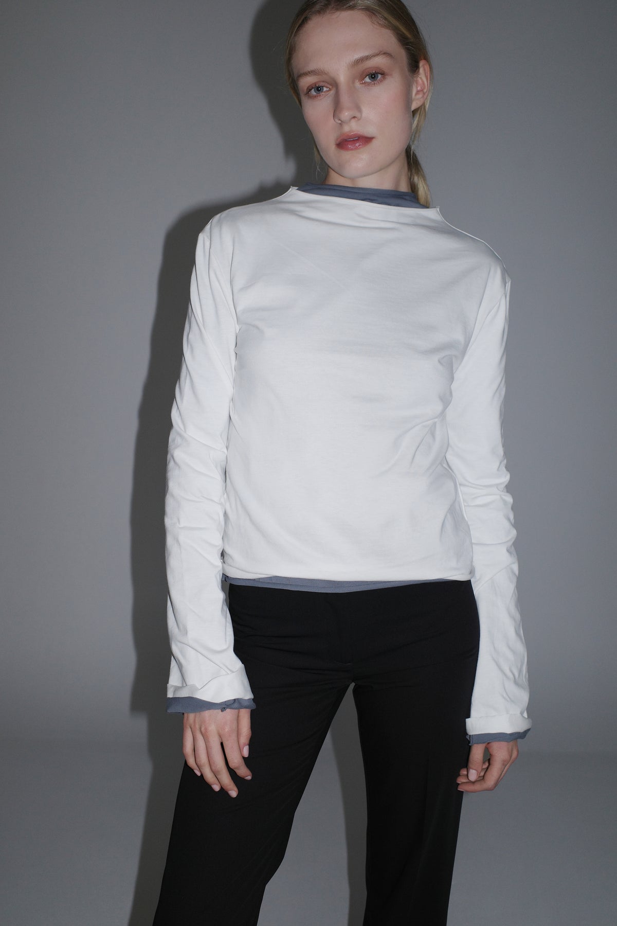 Funnel Neck Long Sleeve - White