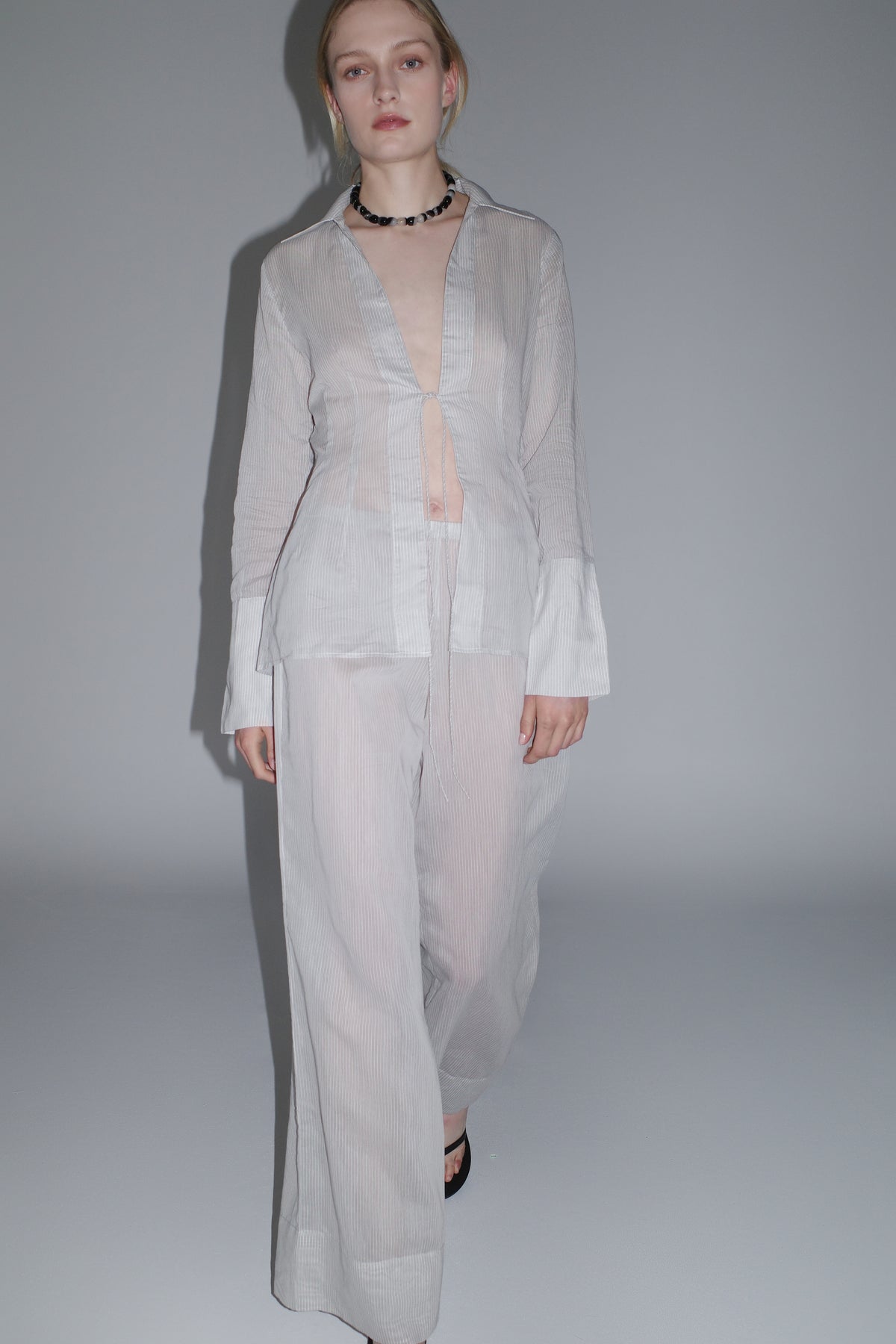Sheer Stripe Relaxed Pant - Sheer Stripe
