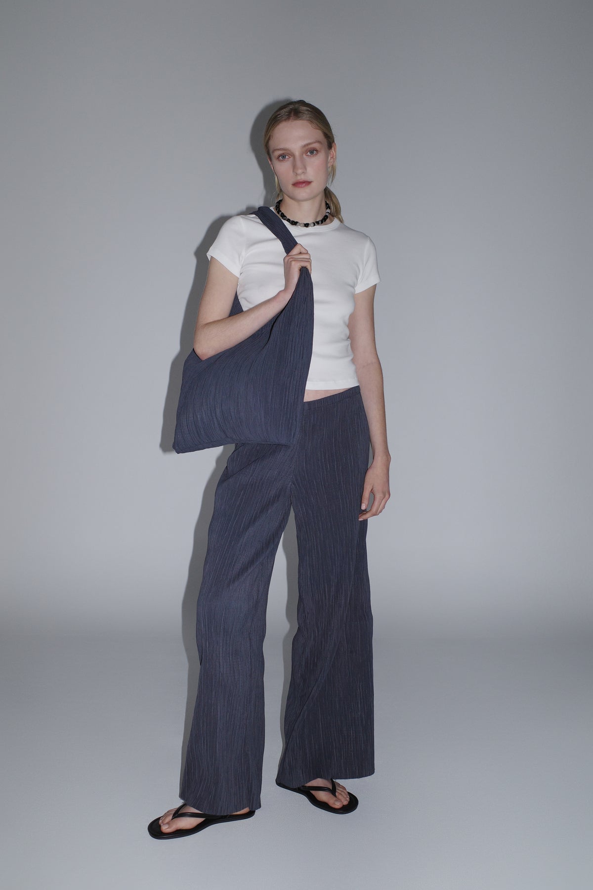 Mini Pleat Pants - Washed Black