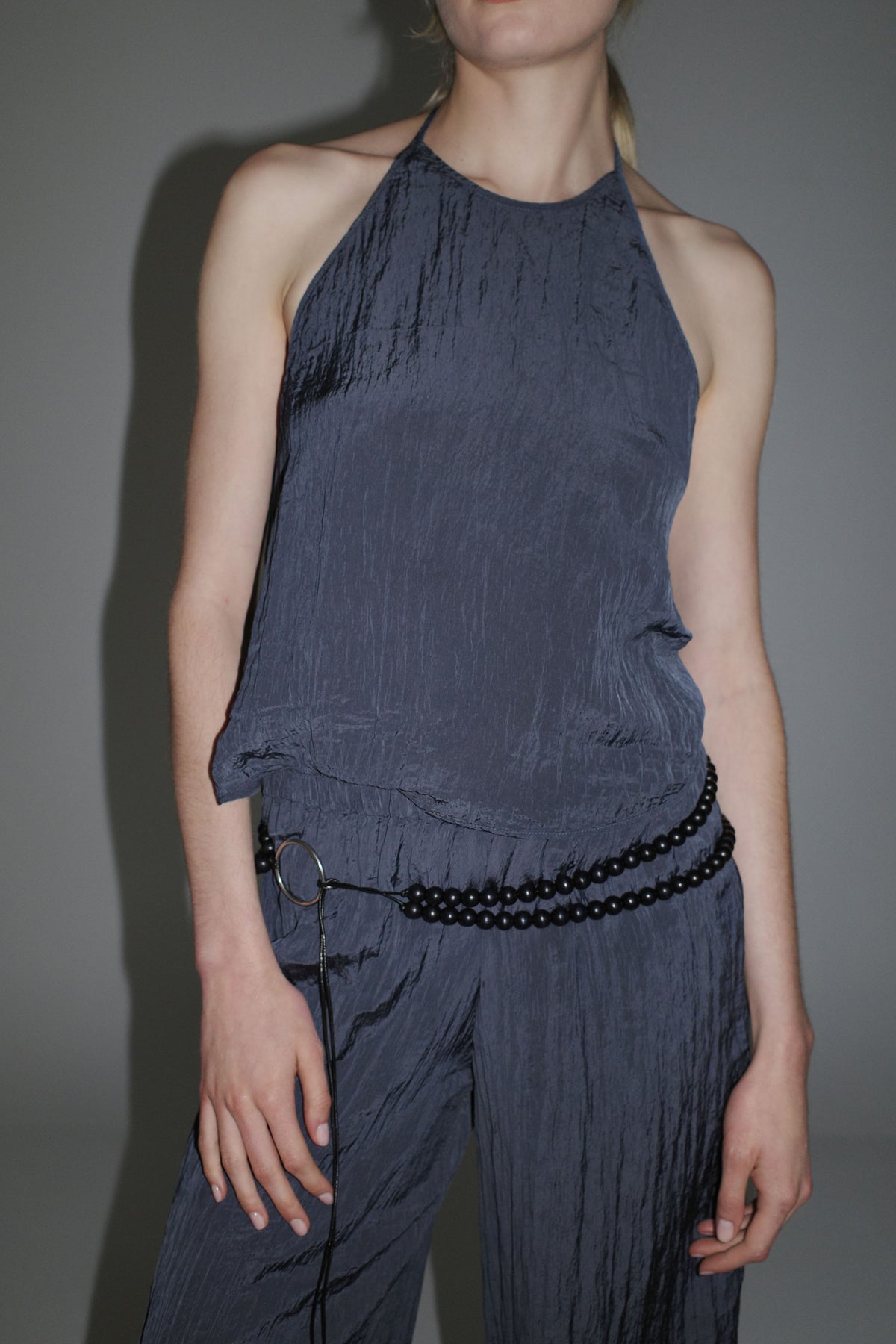 Crinkle Halter Top - Ink