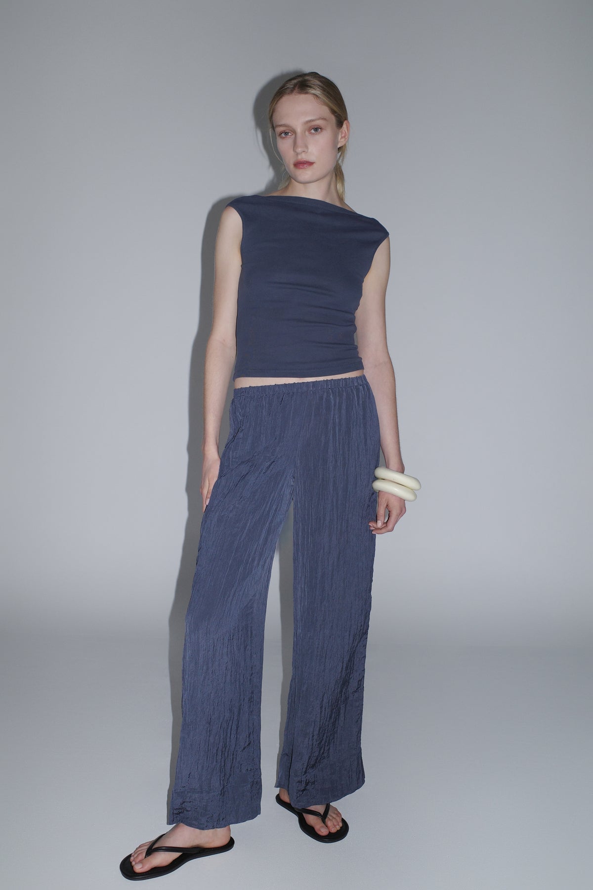 Crinkle Relaxed Pants - Ink