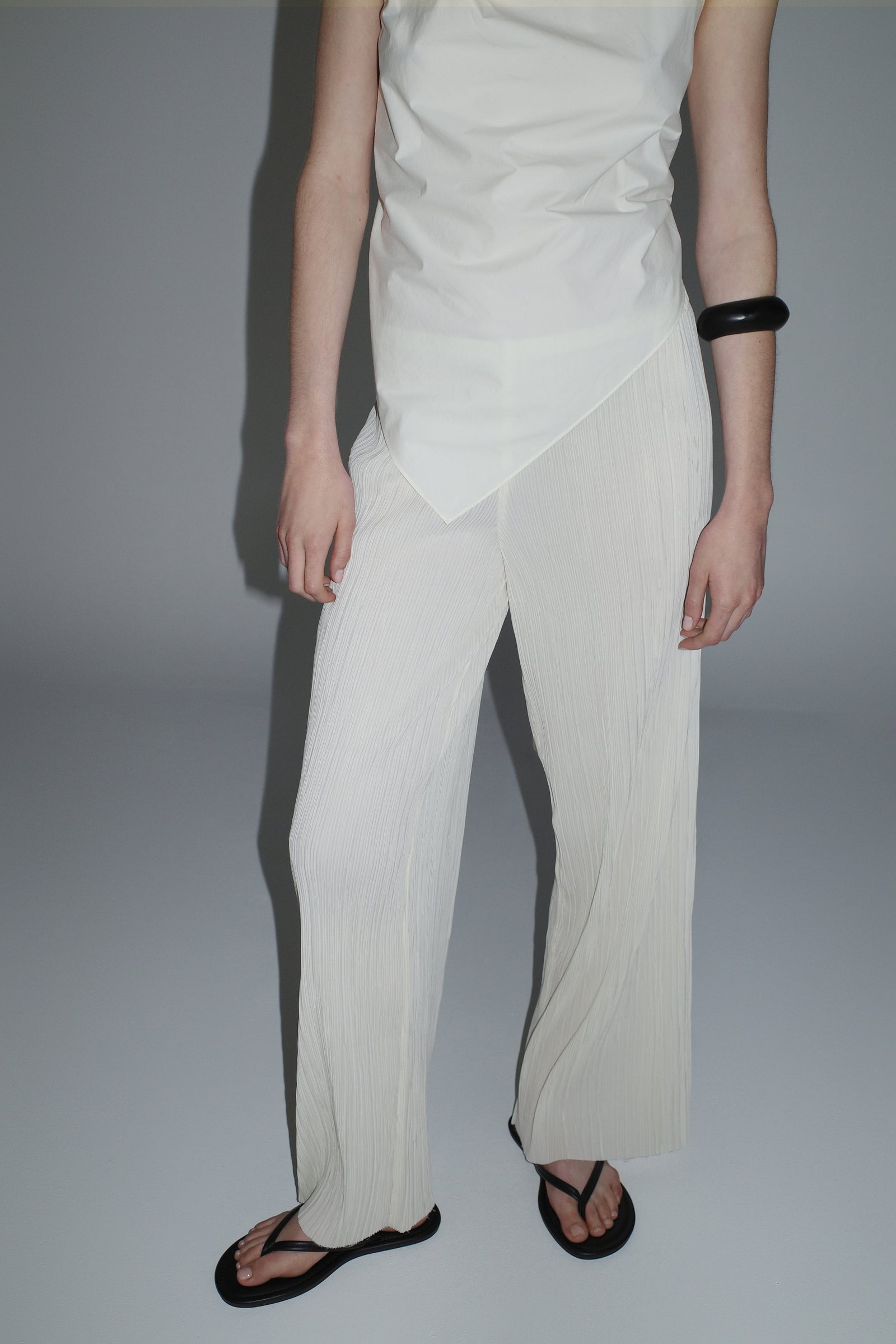 Mini Pleat Pants - Oyster