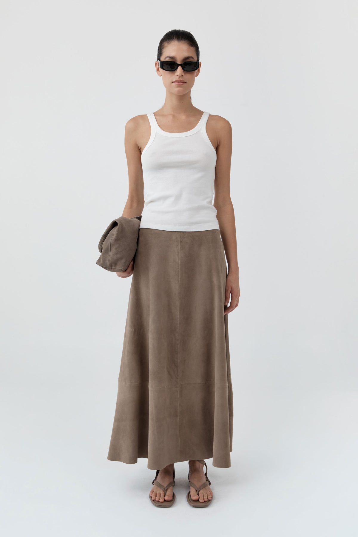 Suede Circle Skirt - Earth