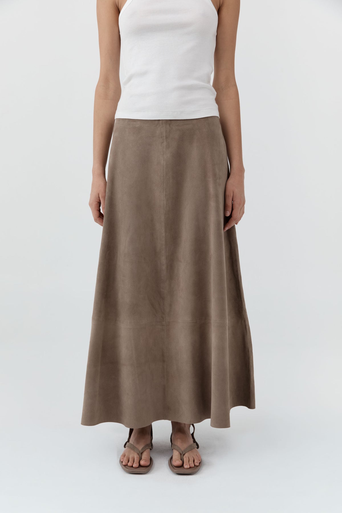 Suede Circle Skirt - Earth