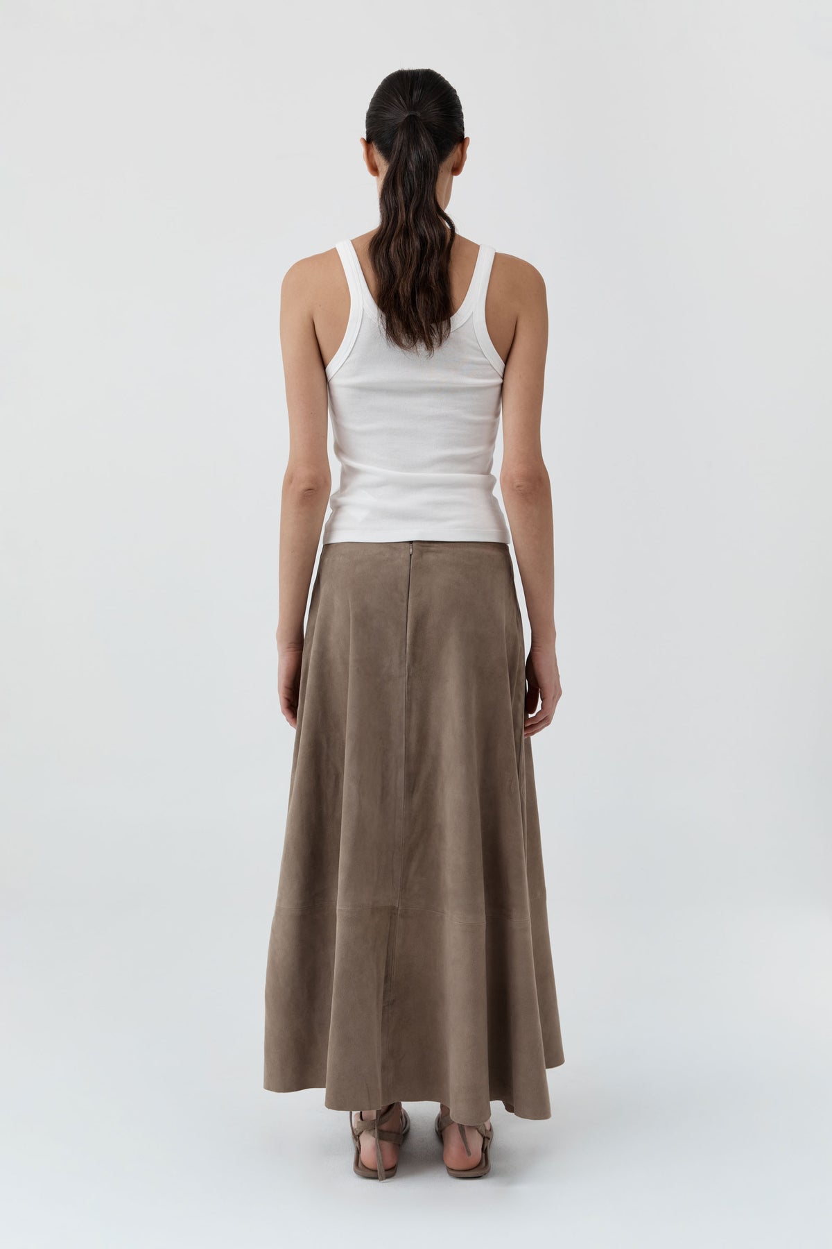 Suede Circle Skirt - Earth