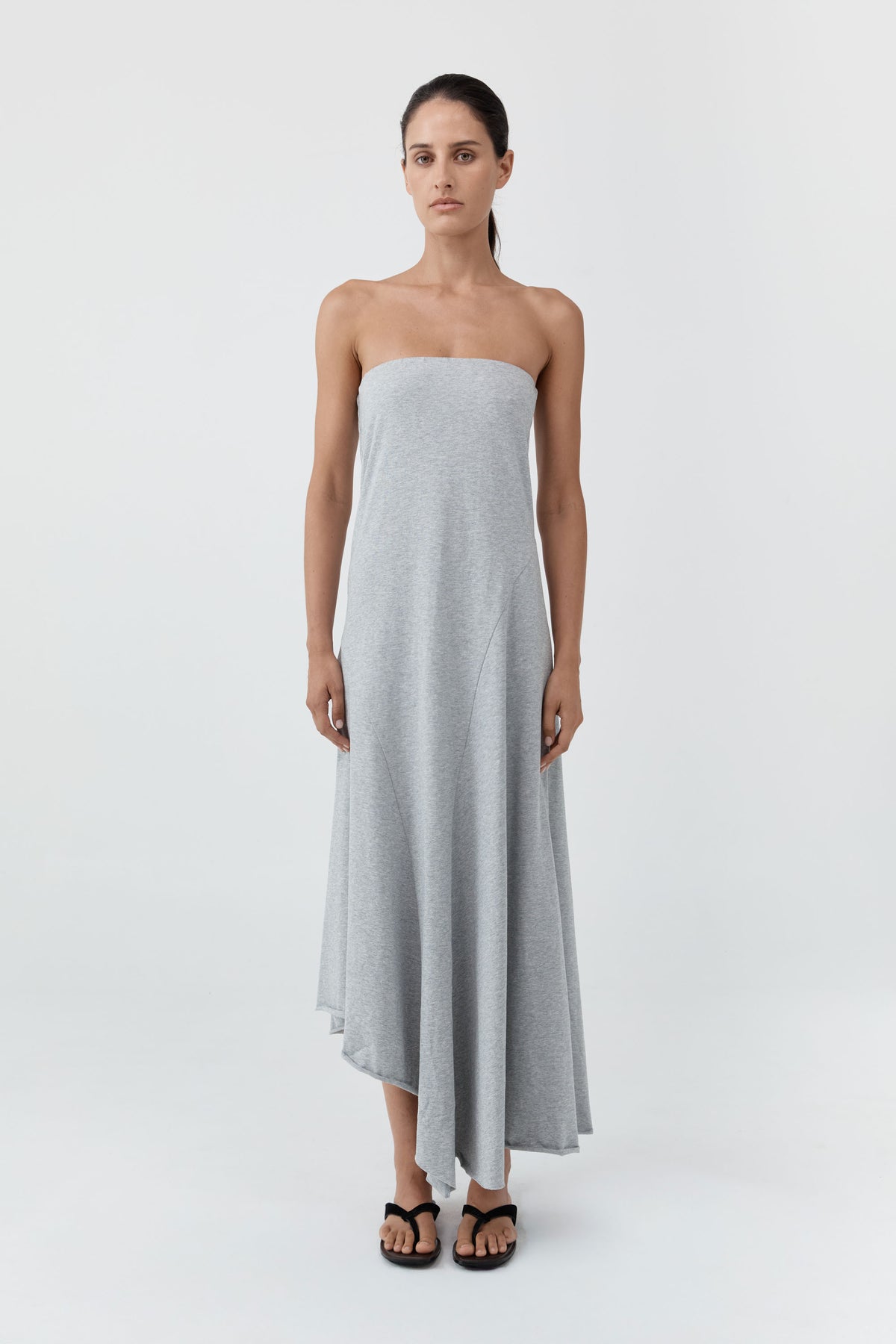 Strapless Cotton Jersey Dress - Light Grey Marle