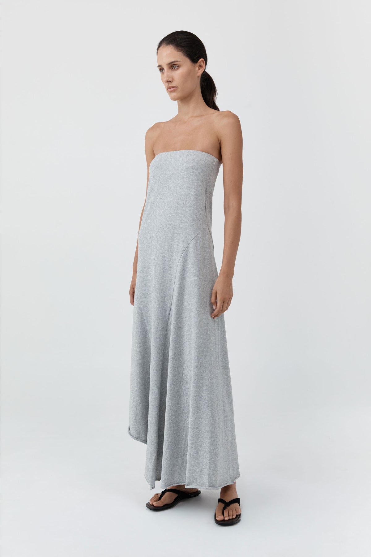 Strapless Cotton Jersey Dress - Light Grey Marle