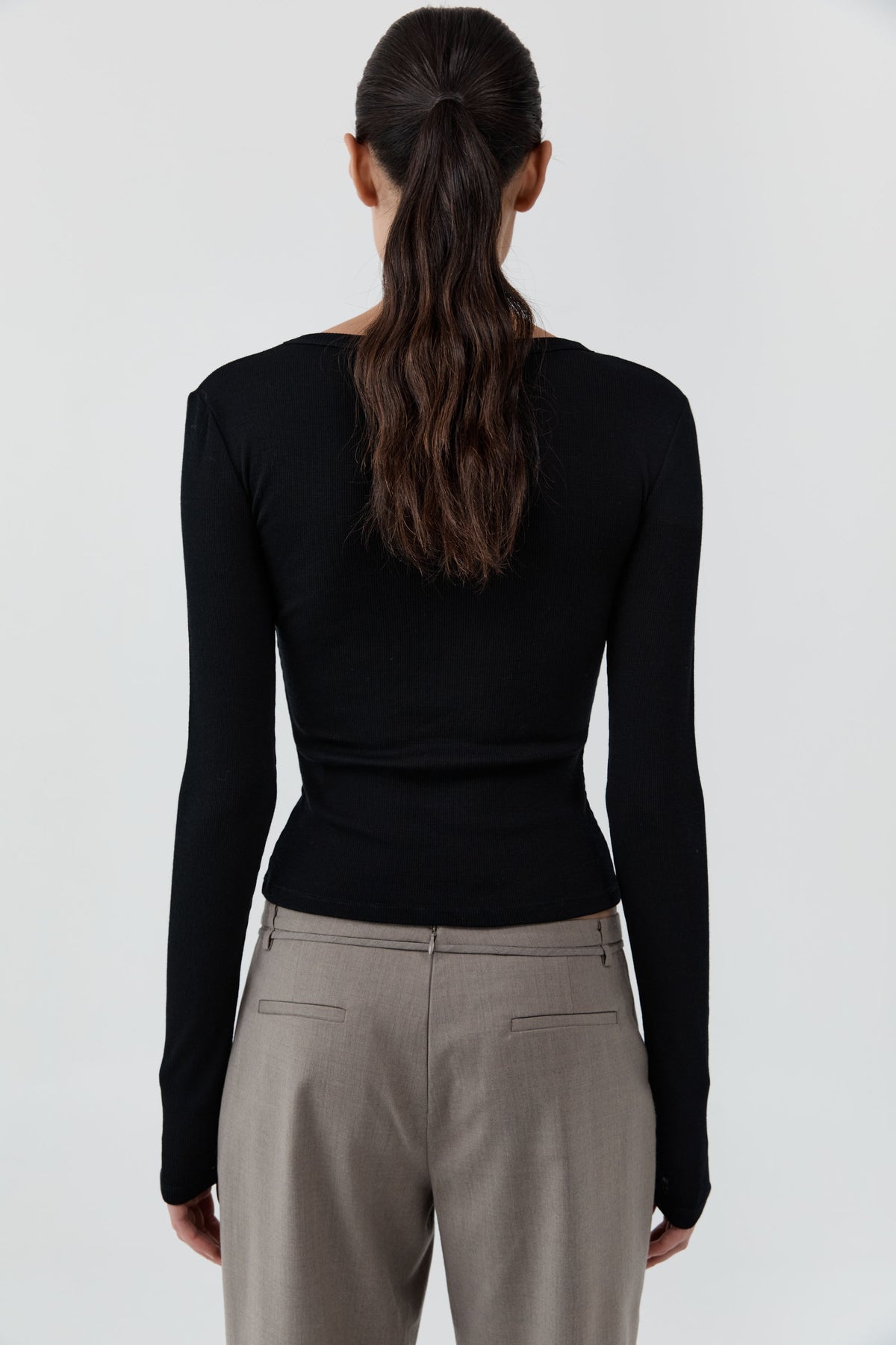 90s Wool Rouleau Minimal Pants - Light Taupe