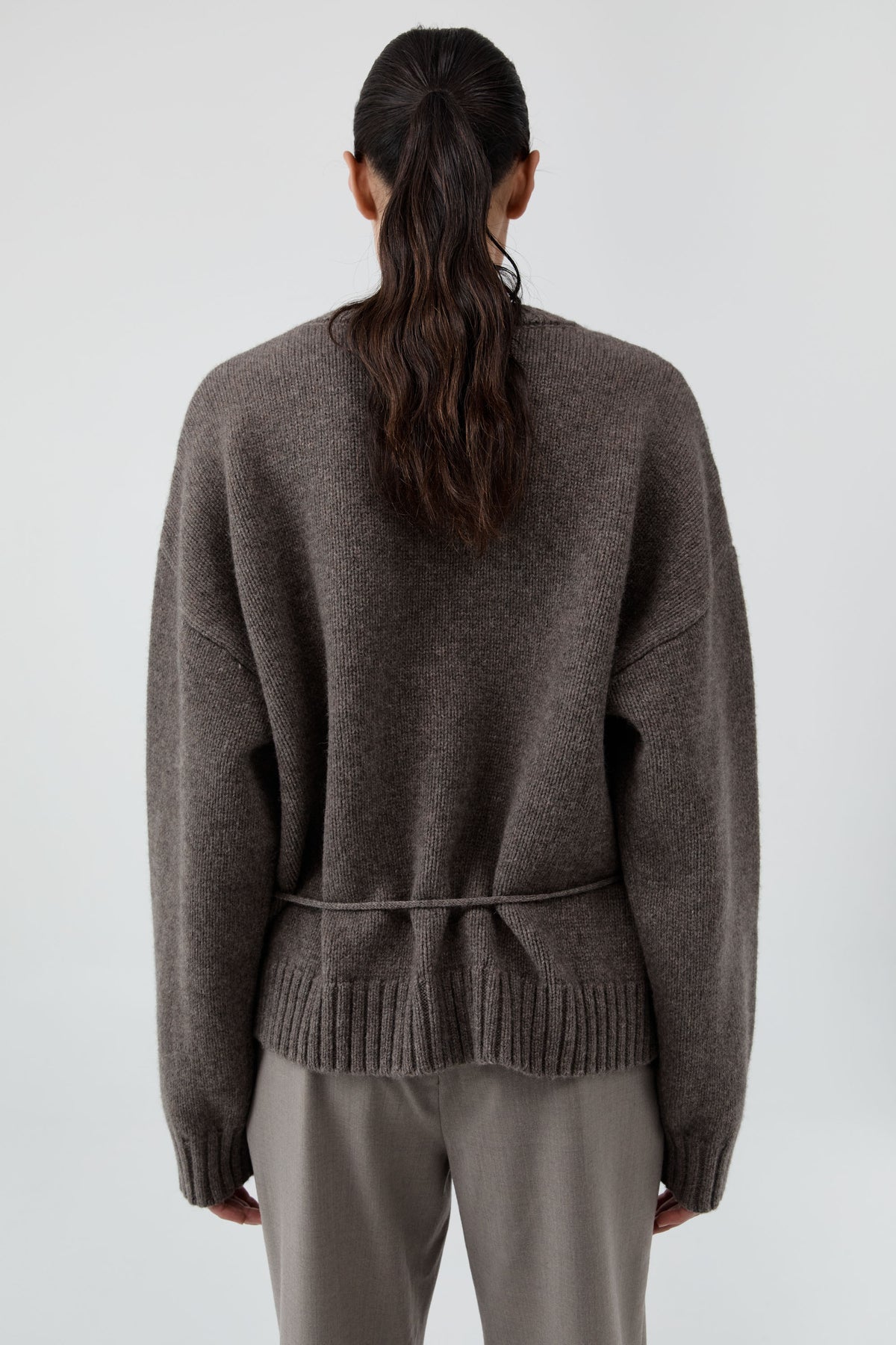 Wool Crew Neck Jumper - Taupe Melange