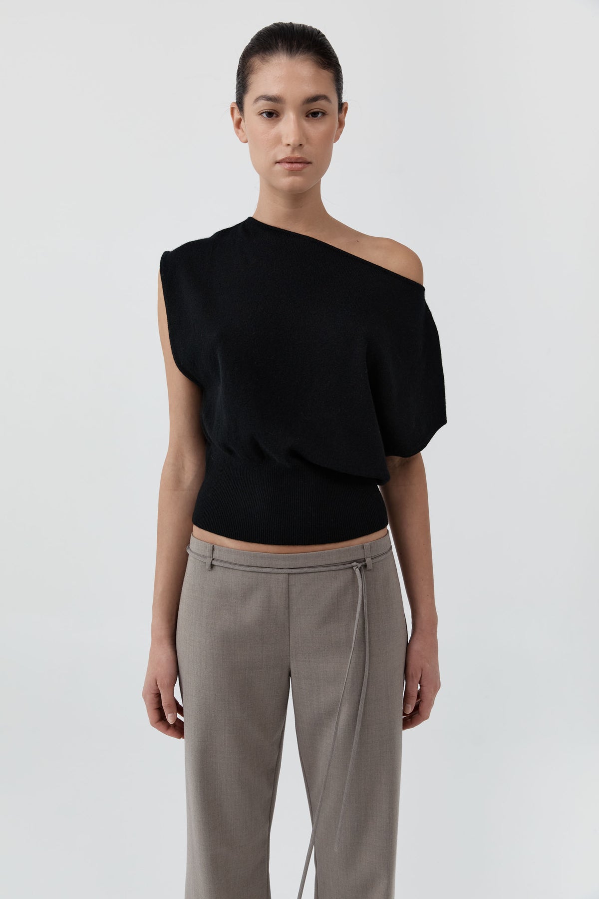 Cashmere Asymm Top - Black