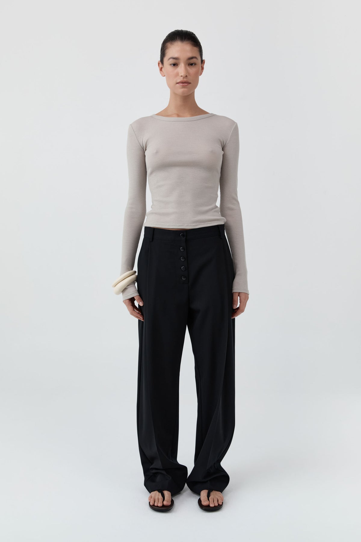 Baby Wool Long Sleeve Top - Soft Ash