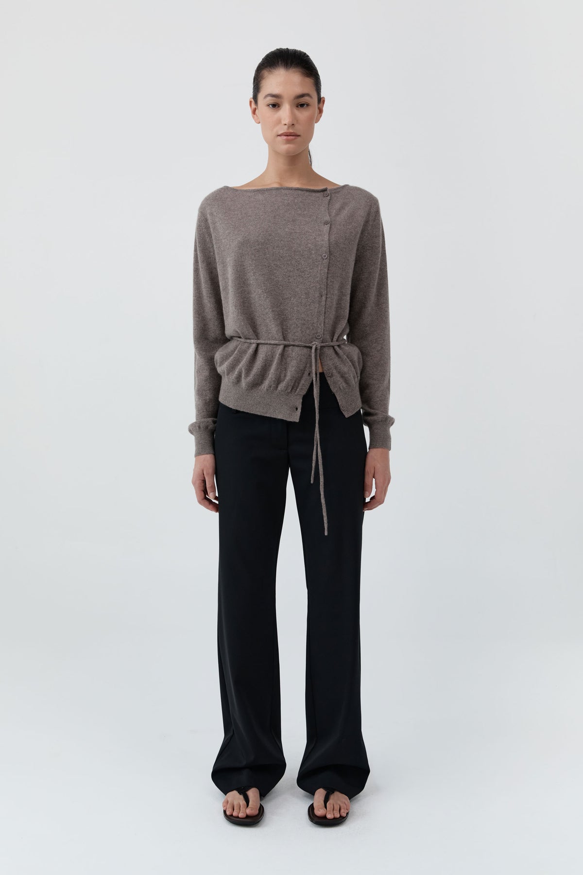 Cashmere Asymm Cardigan - Vapor