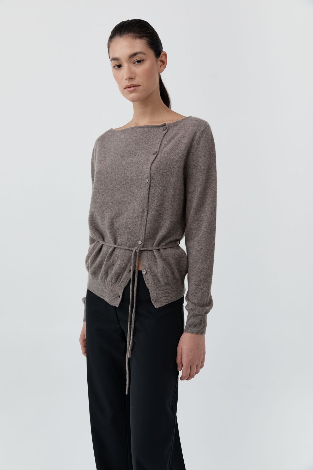 Cashmere Asymm Cardigan - Vapor