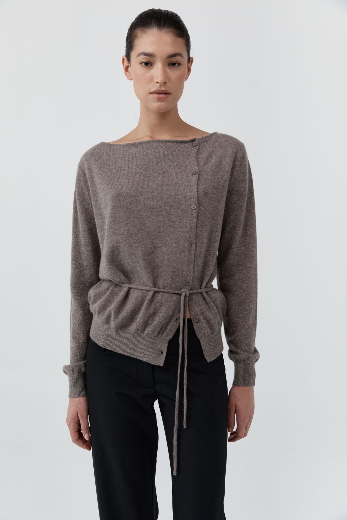 Cashmere Asymm Cardigan - Vapor