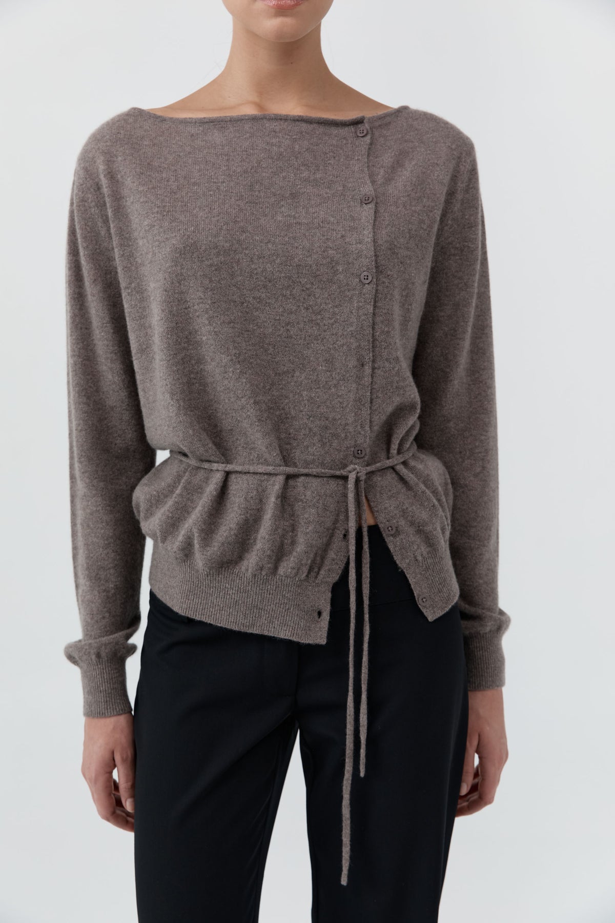 Cashmere Asymm Cardigan - Vapor