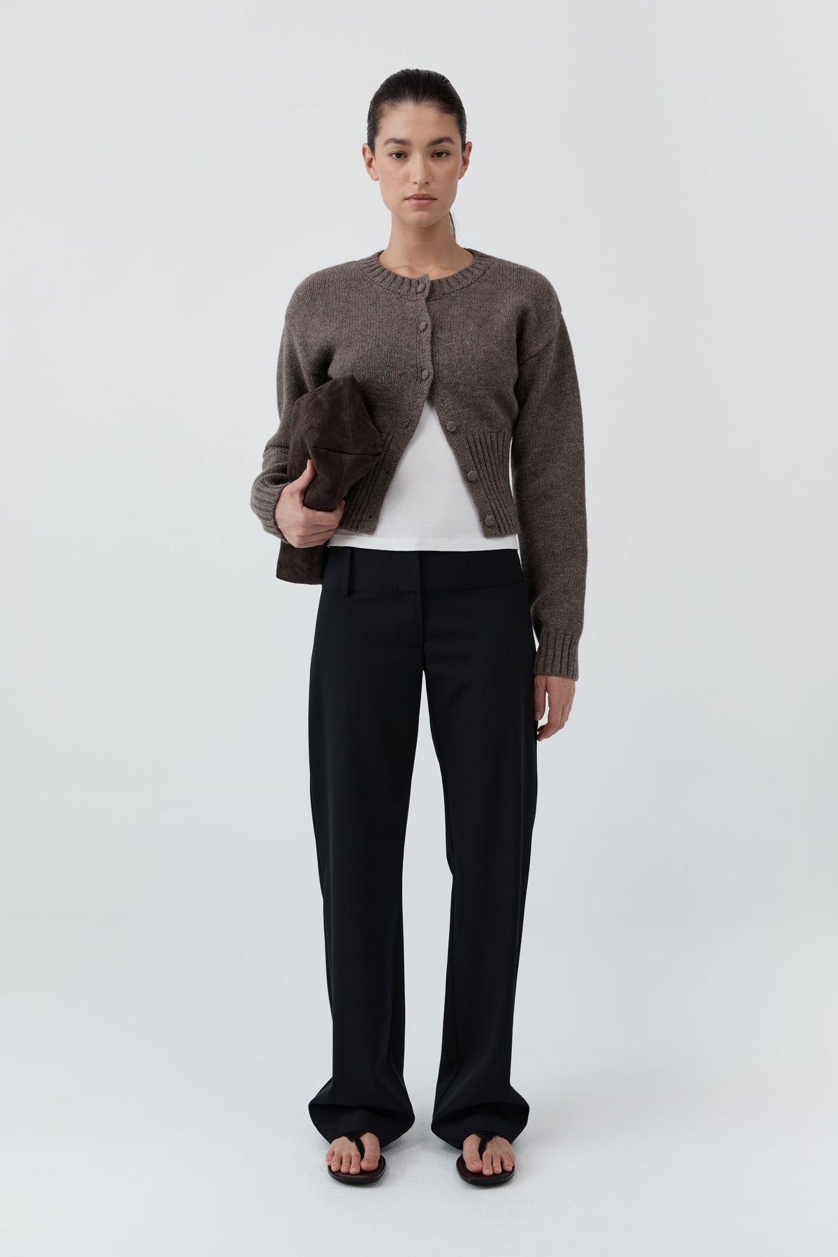 Wool Cardigan - Taupe Melange