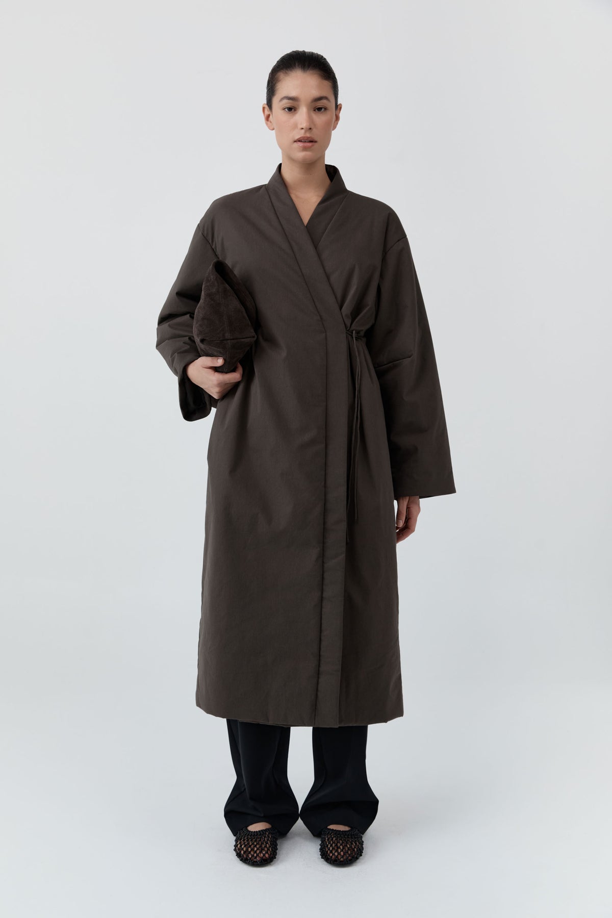 Pillow Wrap Coat - Wood