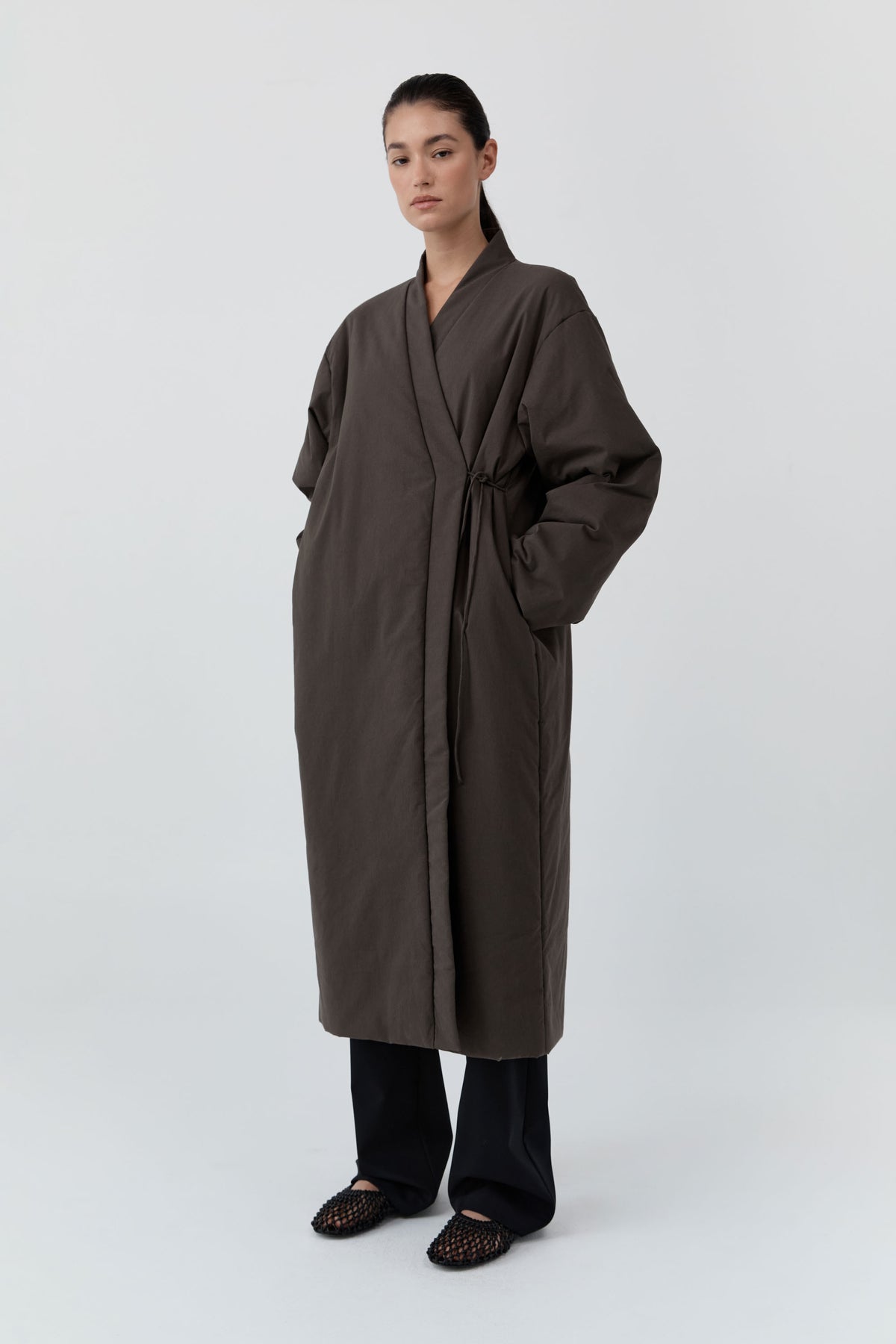 Pillow Wrap Coat - Wood