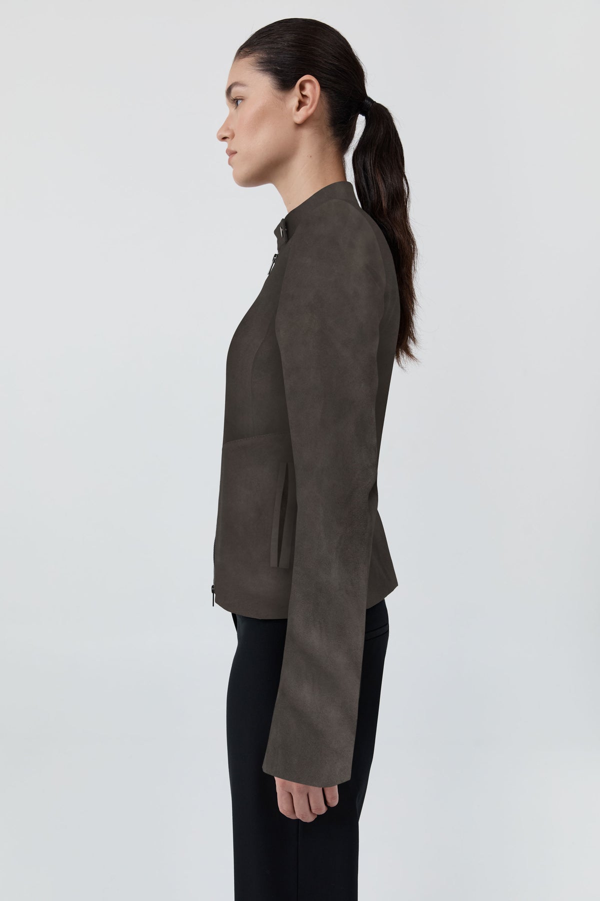 Suede Moto Jacket - Steel