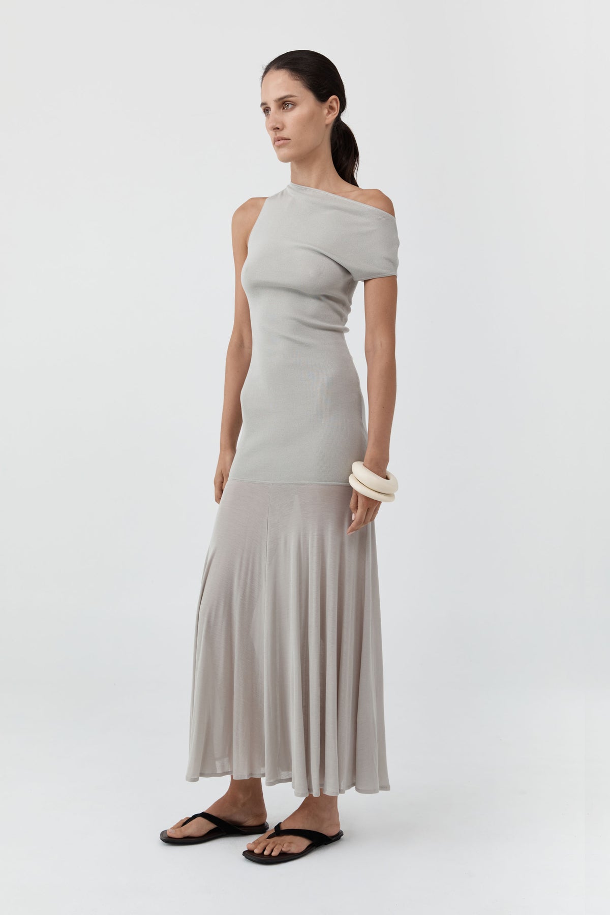 Fine Jersey Circle Hem Dress - Soft Ash