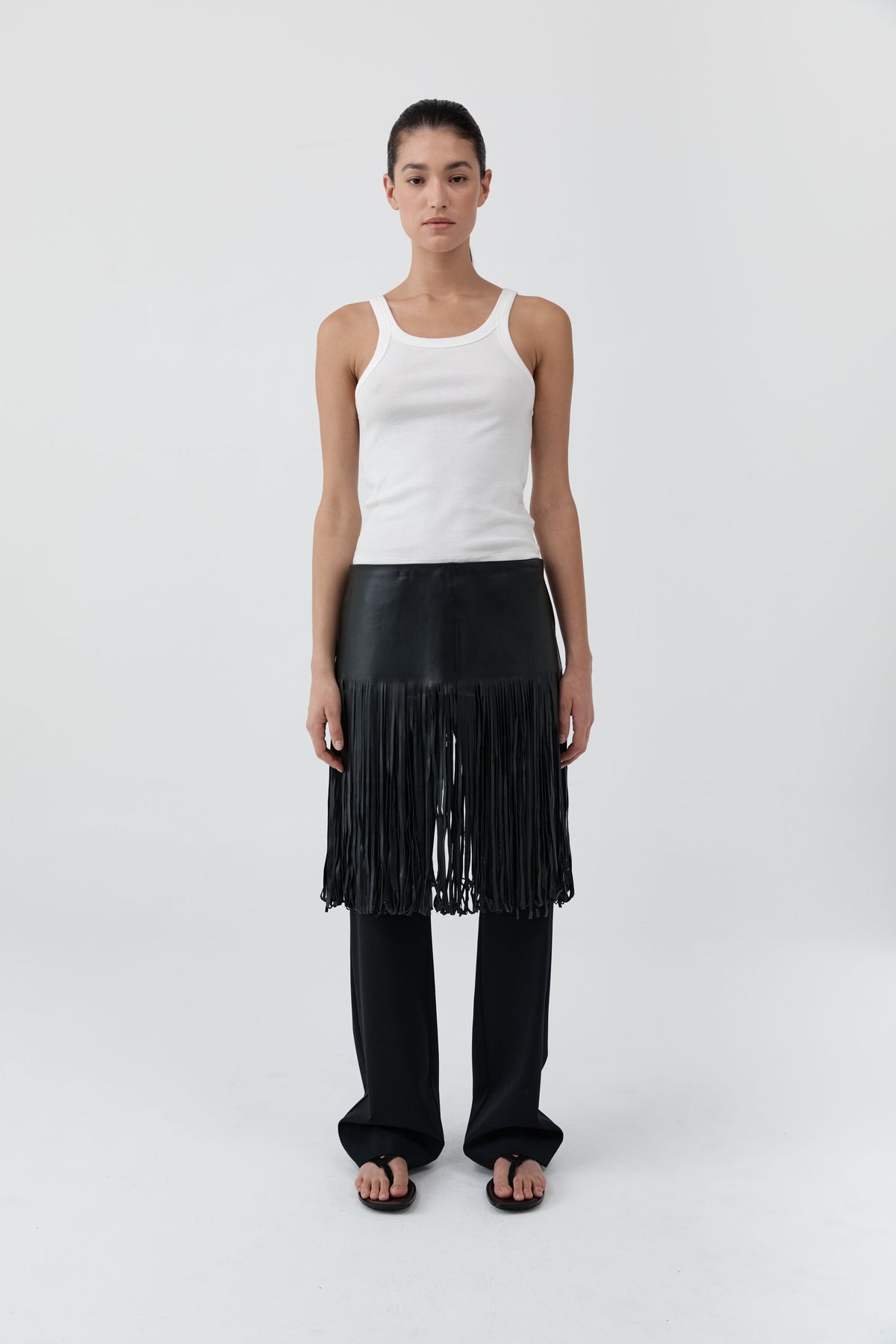Fringe Belt Skirt - Black