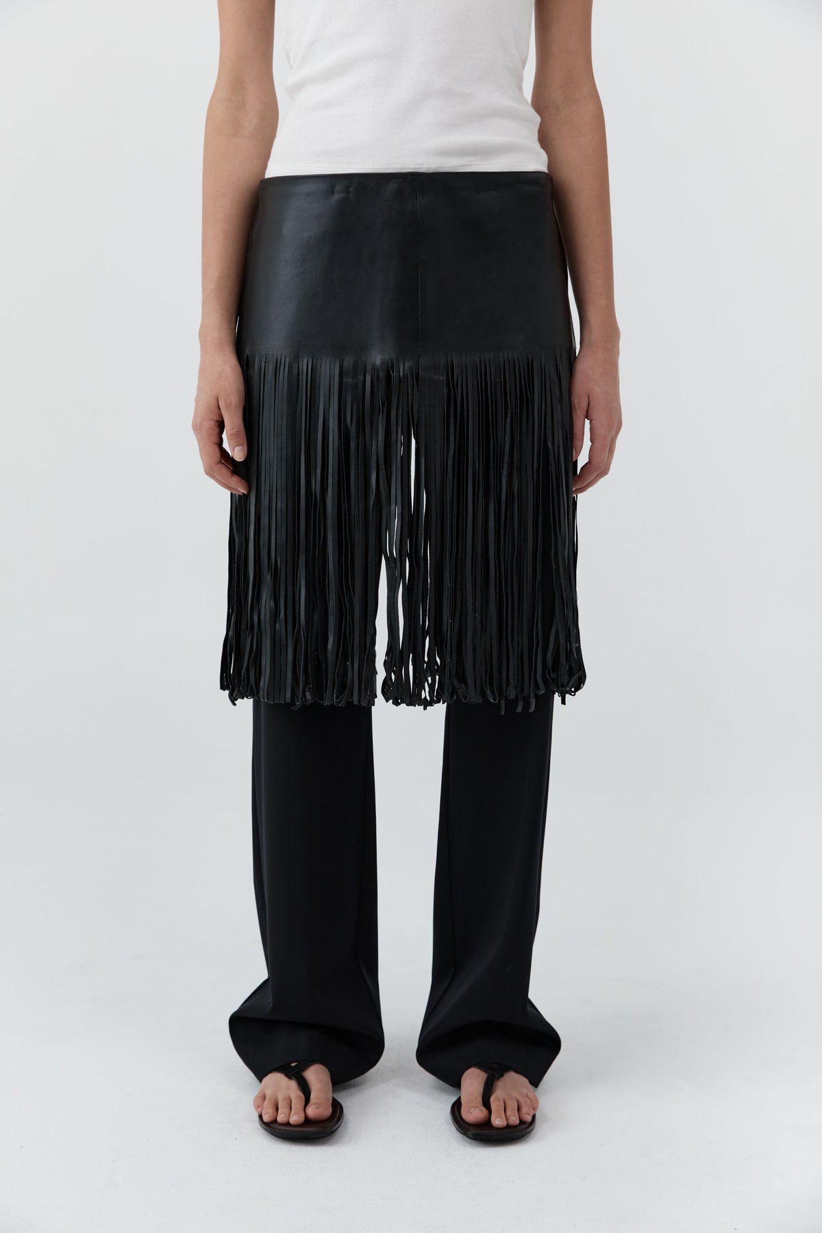 Fringe Belt Skirt - Black