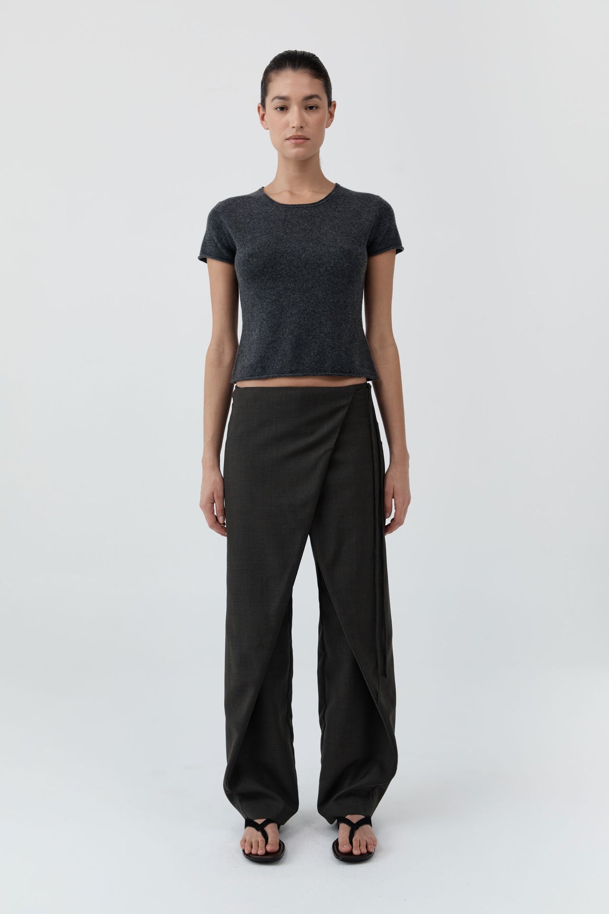 Fine Merino Wool Baby Tee - Charcoal Melange