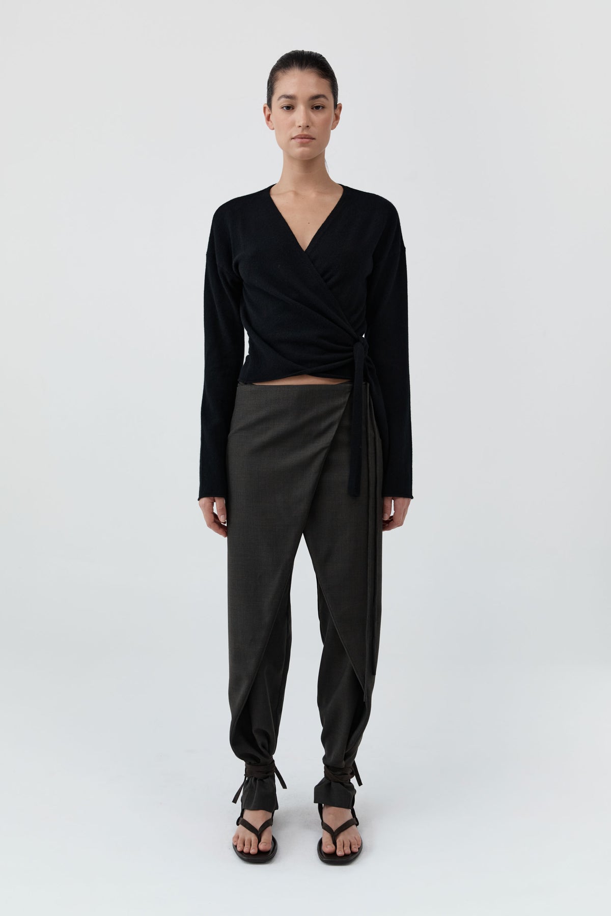 Cashmere Wrap Cardigan - Black