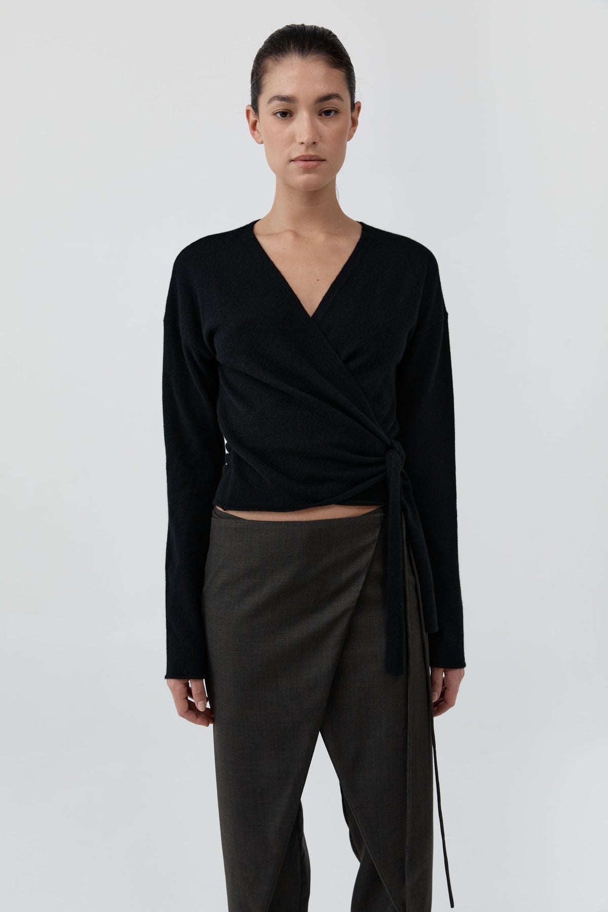 Cashmere Wrap Cardigan - Black
