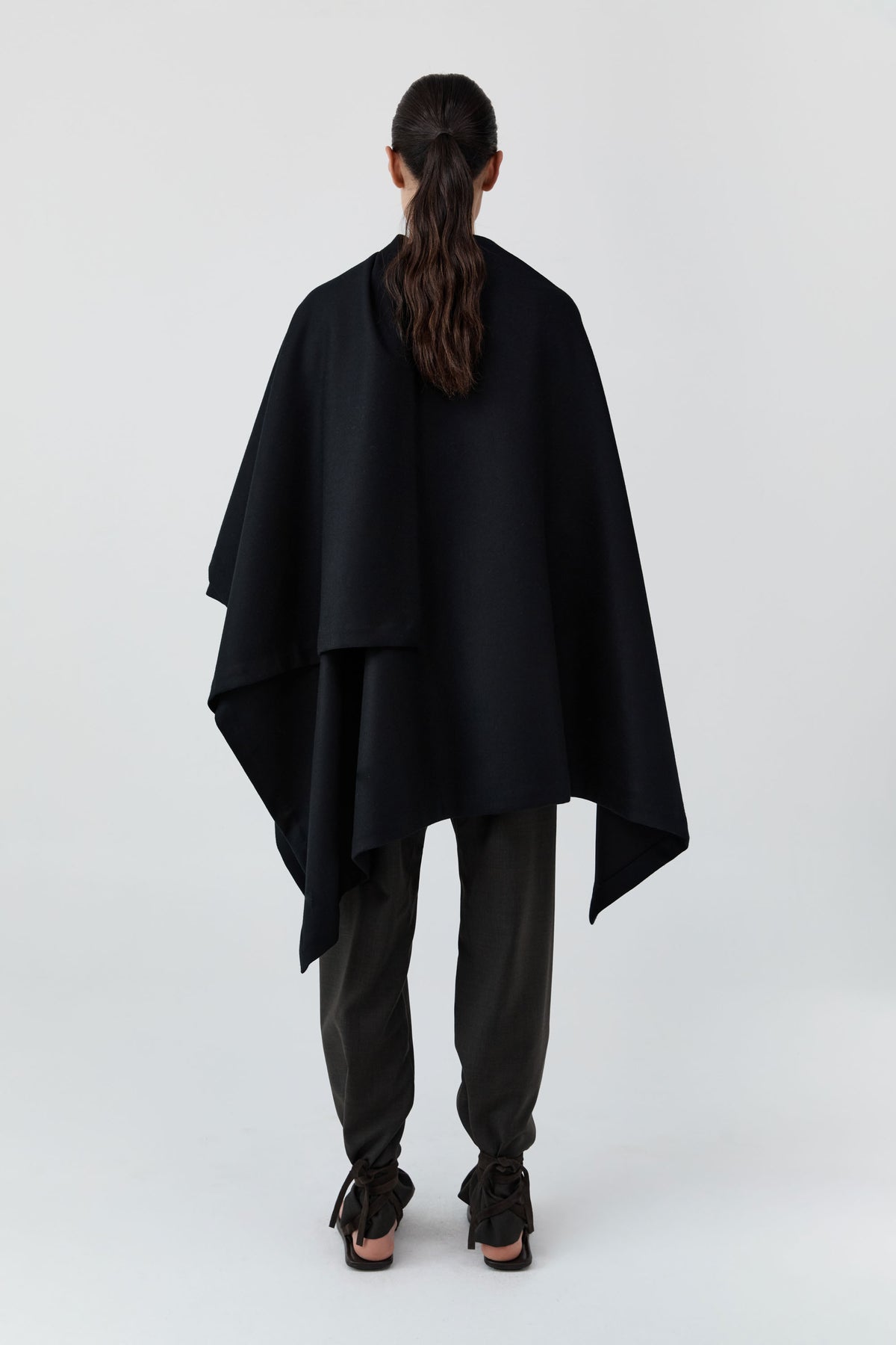 Wool Twill Poncho - Black
