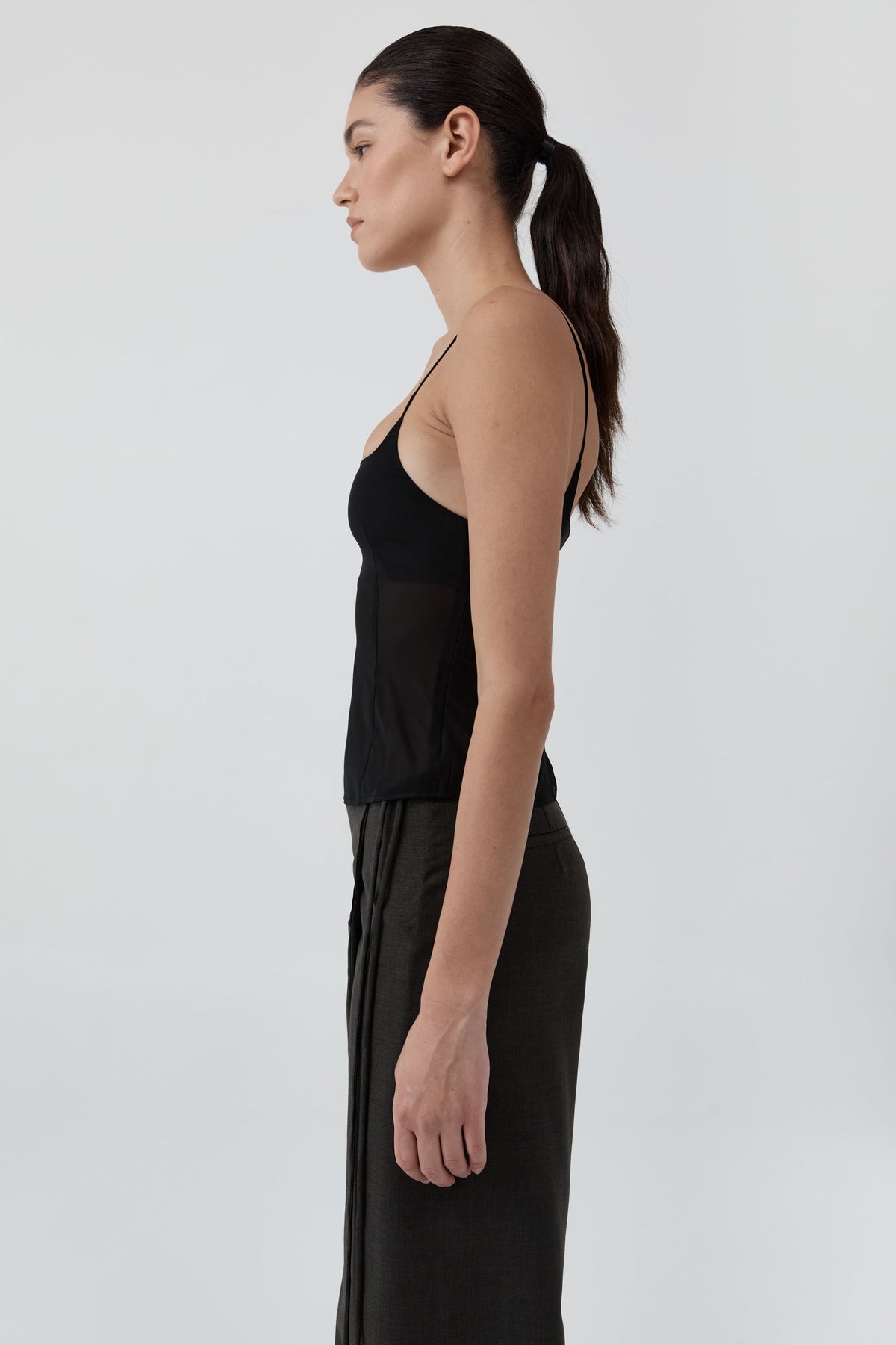 Stretch Silk Cami - Black