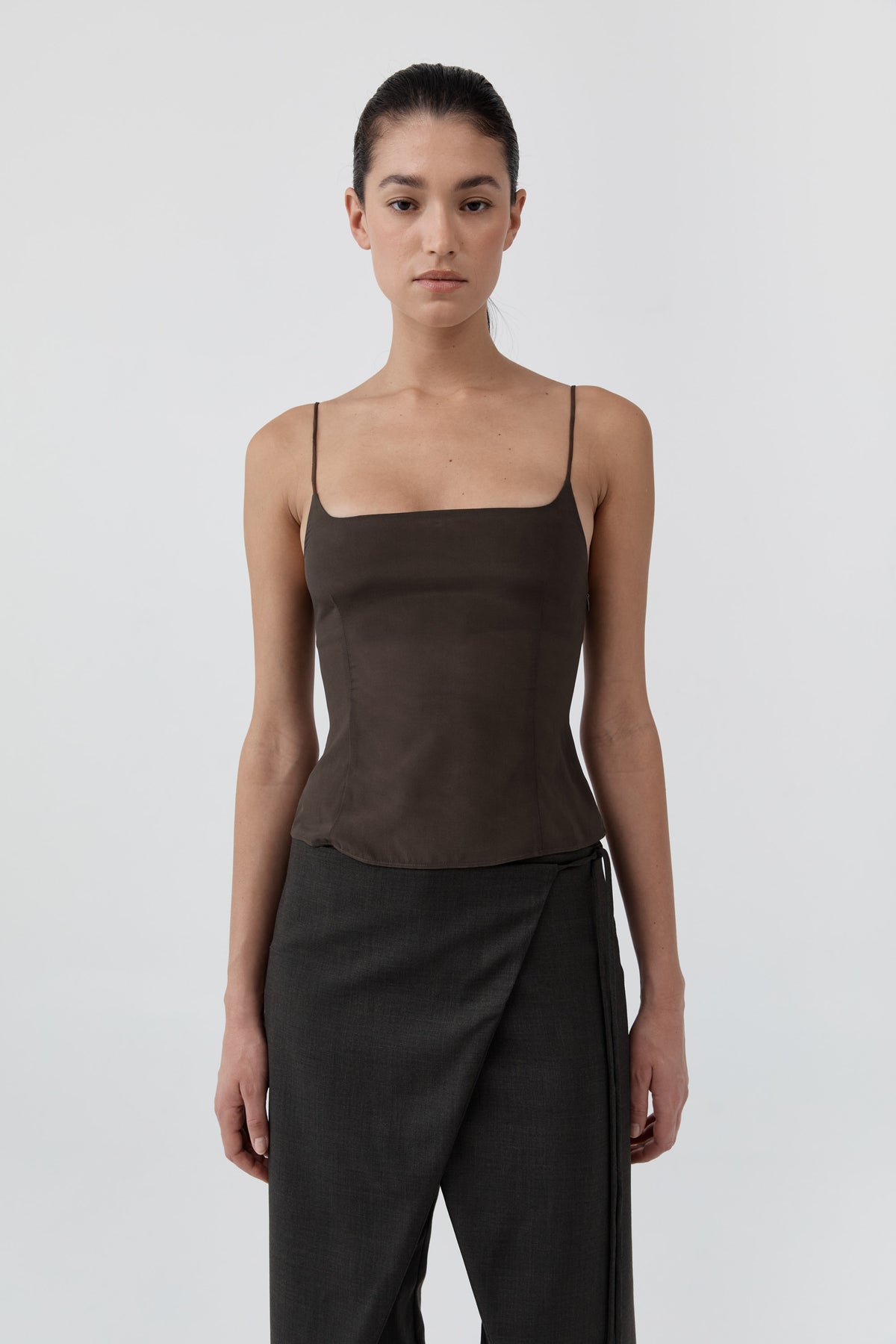 Stretch Silk Cami - Cedar