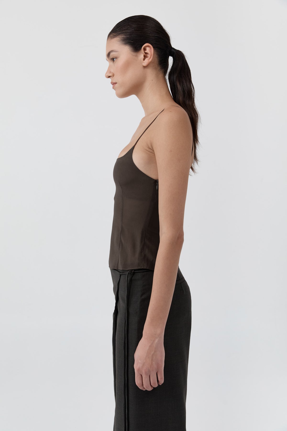 Stretch Silk Cami - Cedar