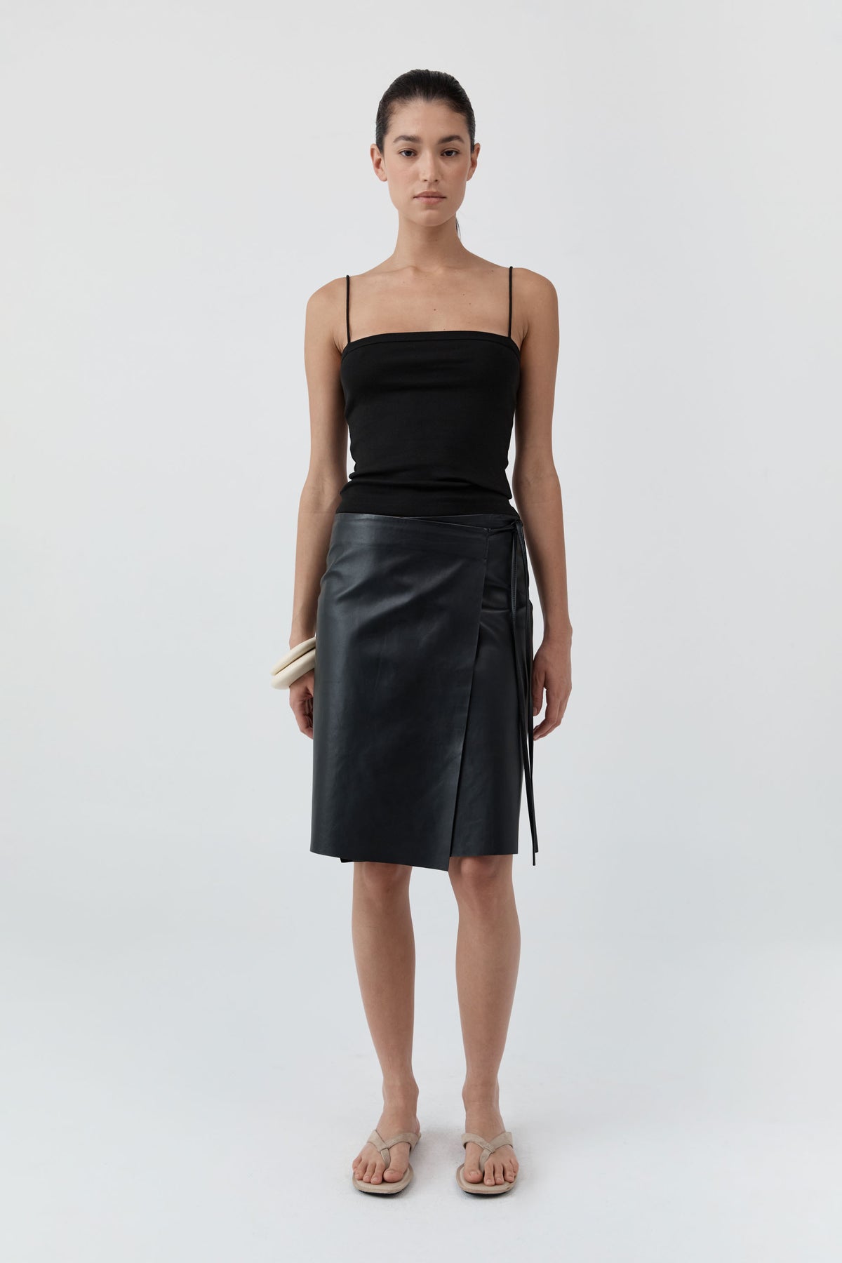 Leather Everyday Wrap Skirt - Black