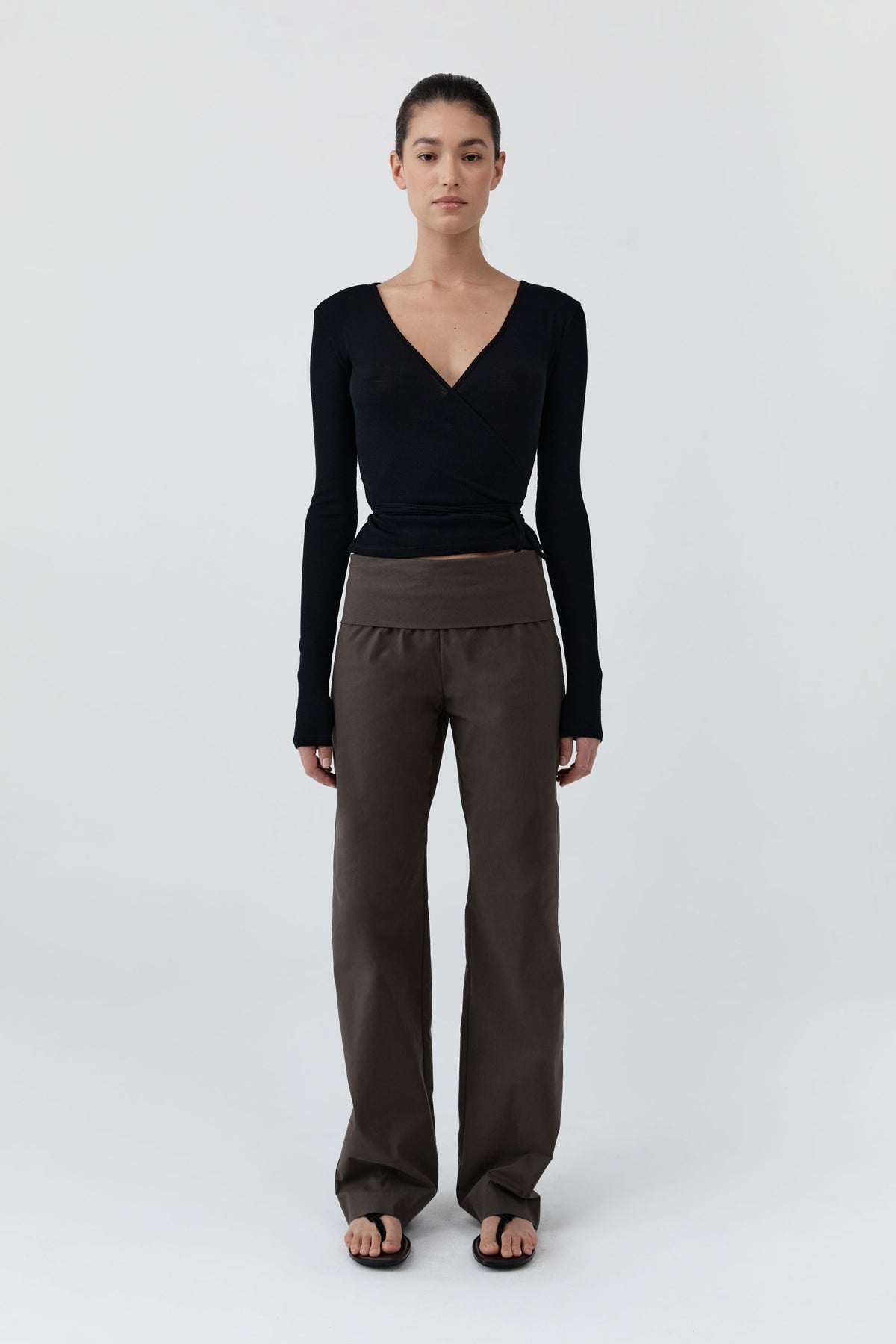 Baby Wool Wrap Top - Black