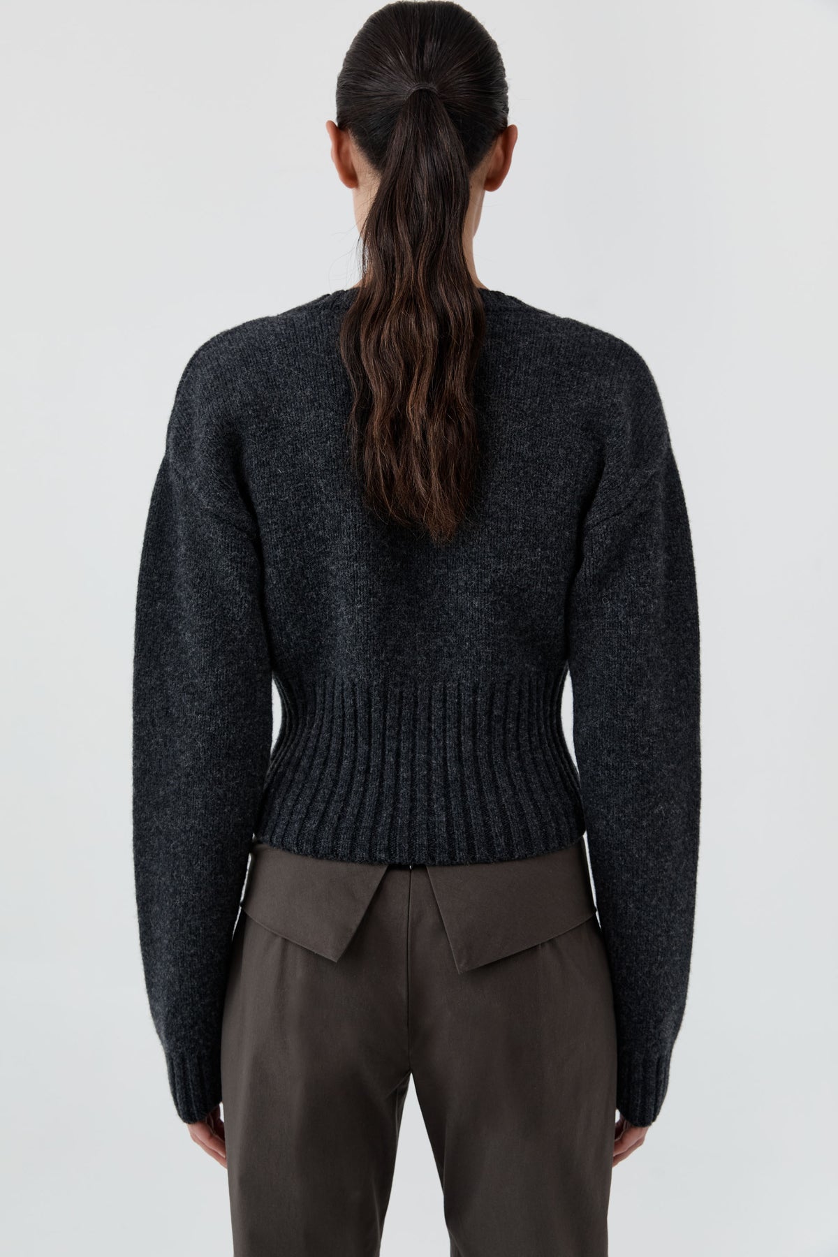Wool Cardigan - Dark Charcoal Melange