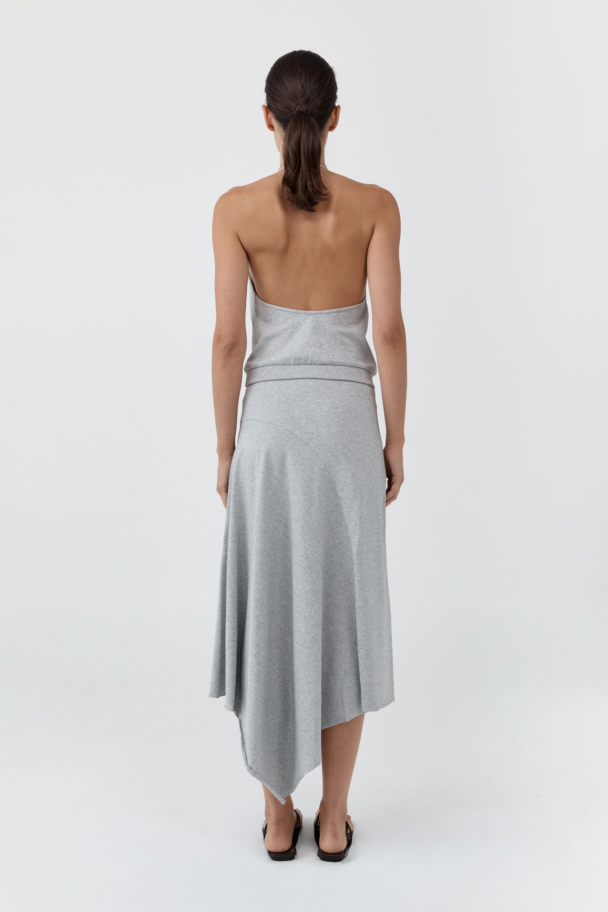 Asymm Drape Skirt - Light Grey Marle