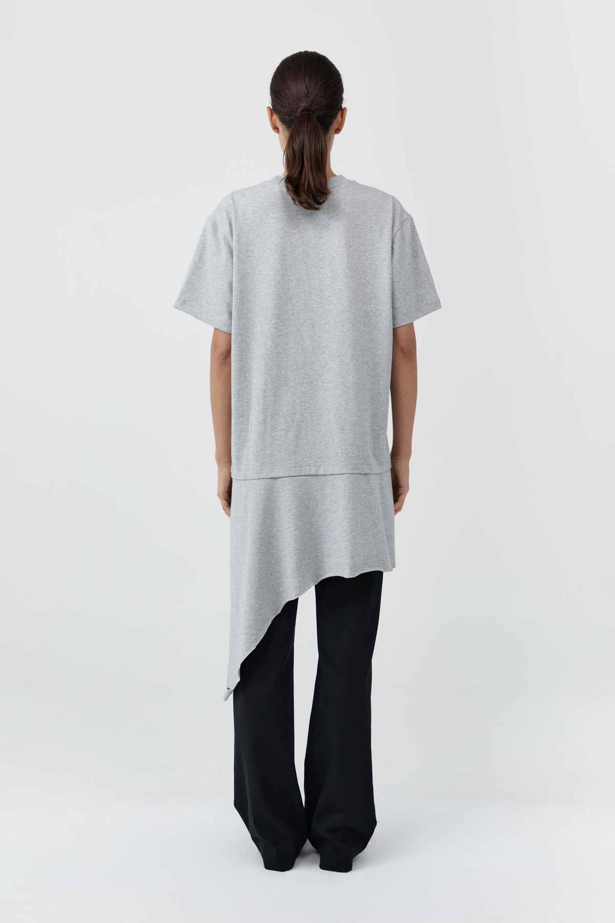 Layered Tee Mini Dress - Light Grey Marle