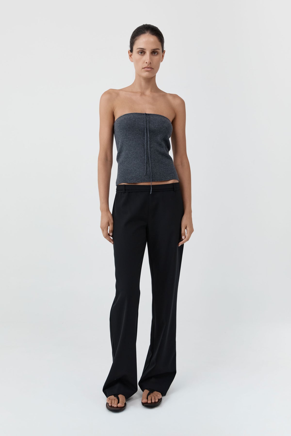 Wool Strapless Top - Iron Melange
