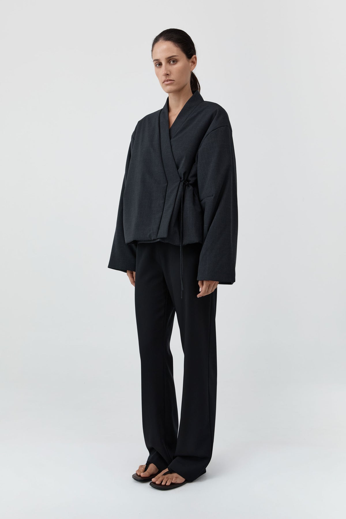 Pillow Wool Wrap Jacket - Dark Graphite