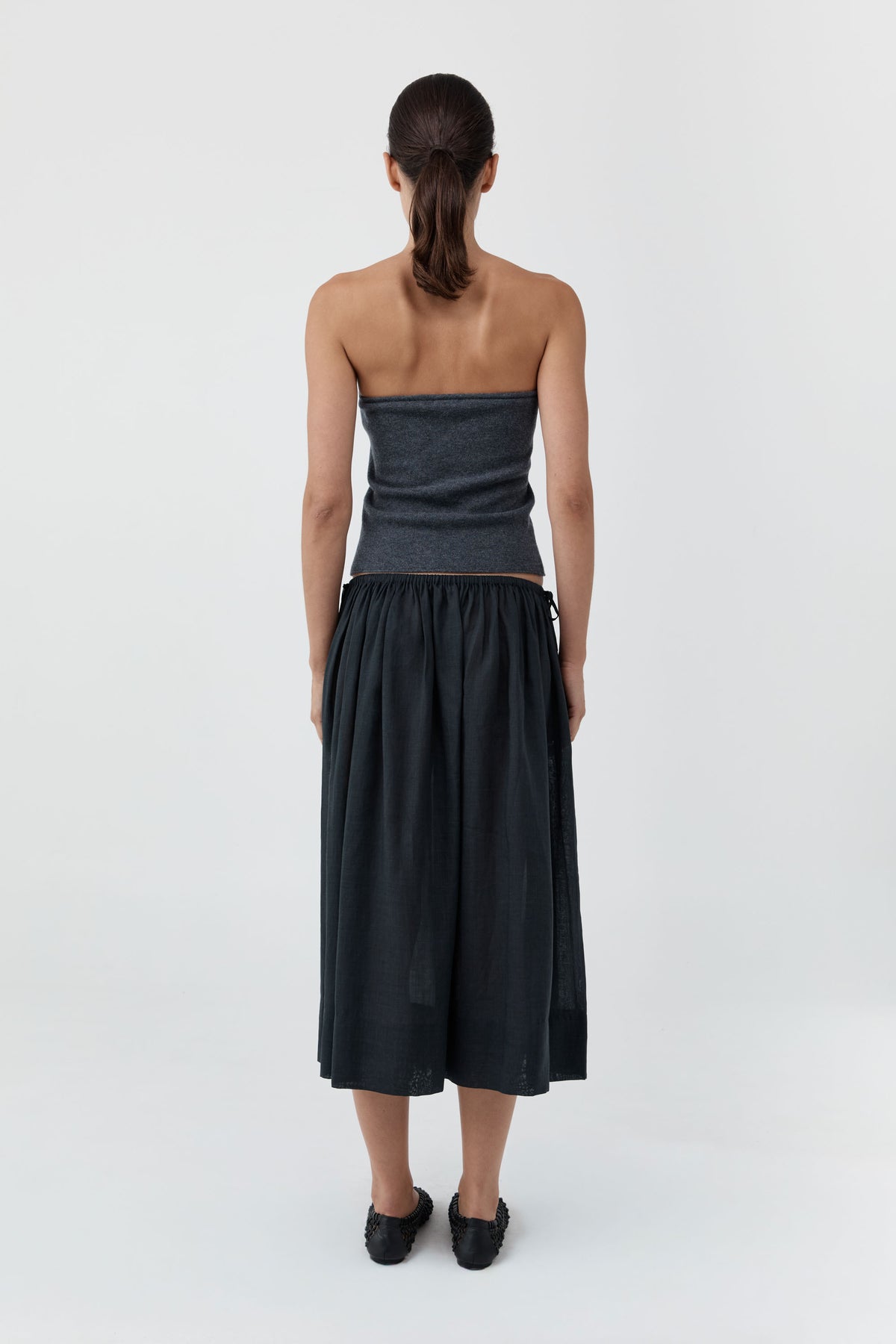 Wool Strapless Top - Iron Melange