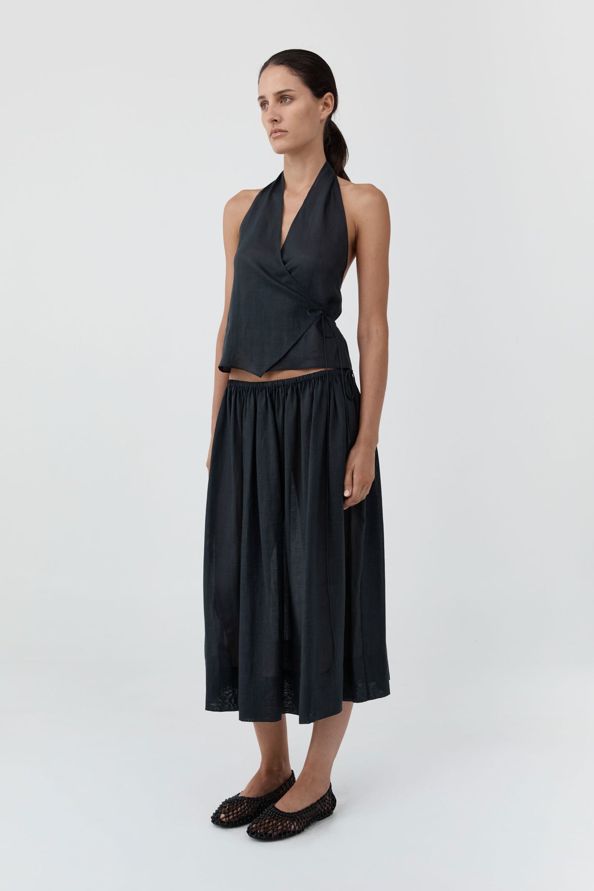 Transparent Midi Skirt - Black
