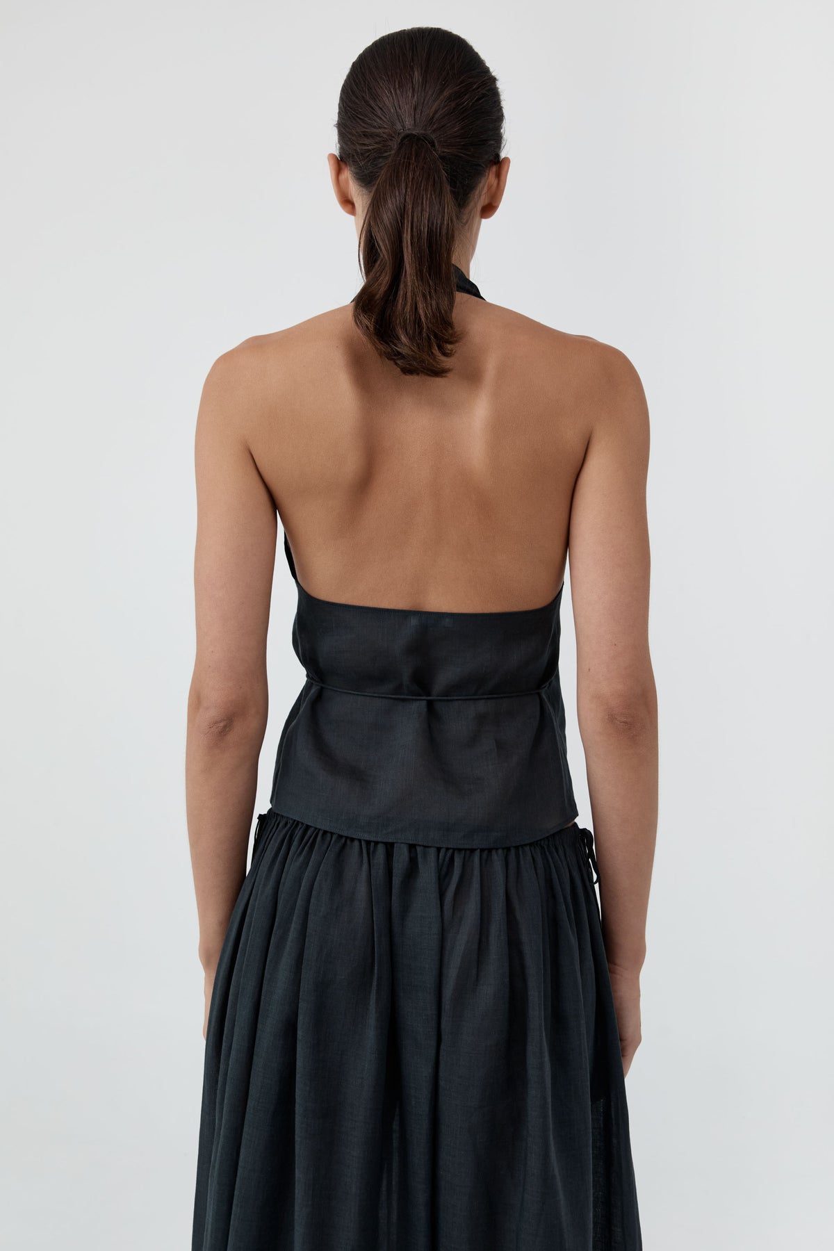 Transparent Wrap Halter Top - Black