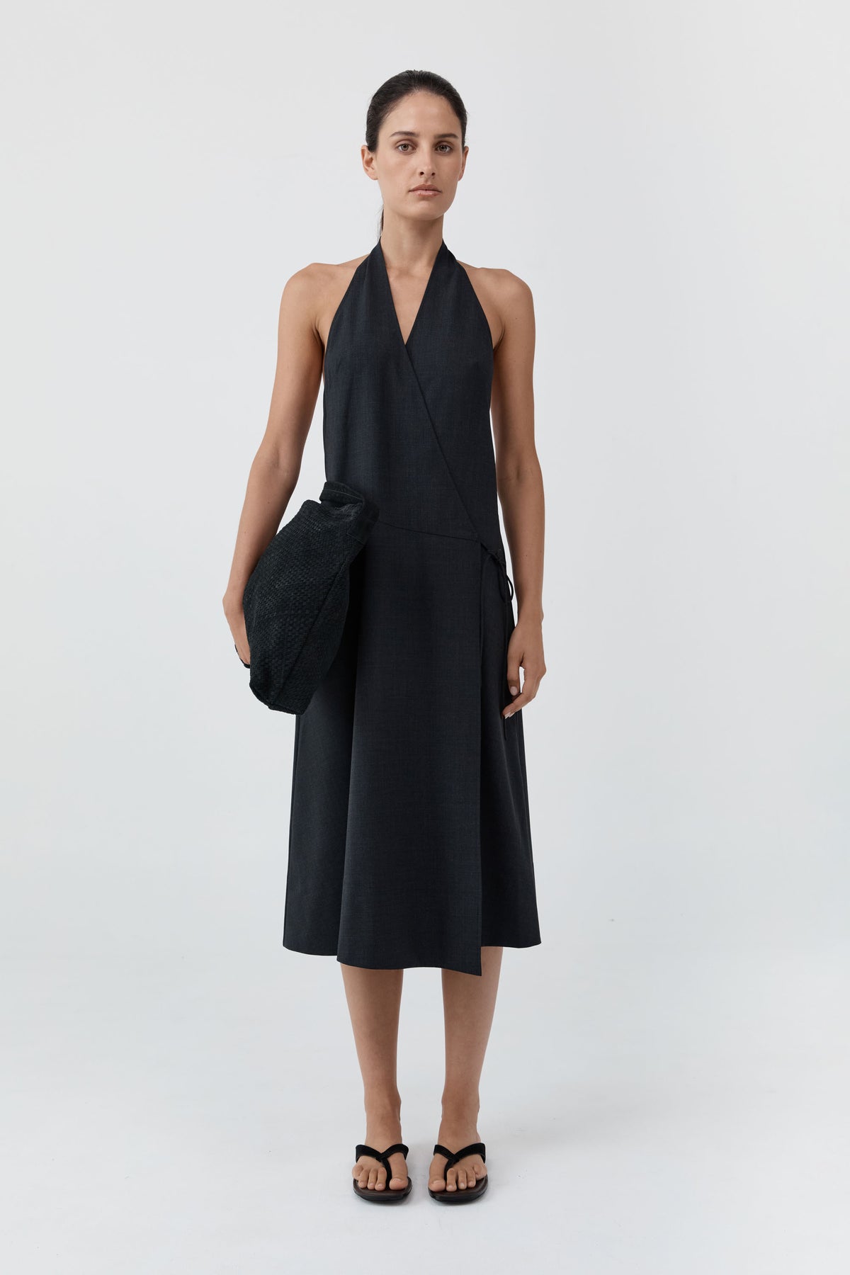 Wool Wrap Dress - Dark Graphite