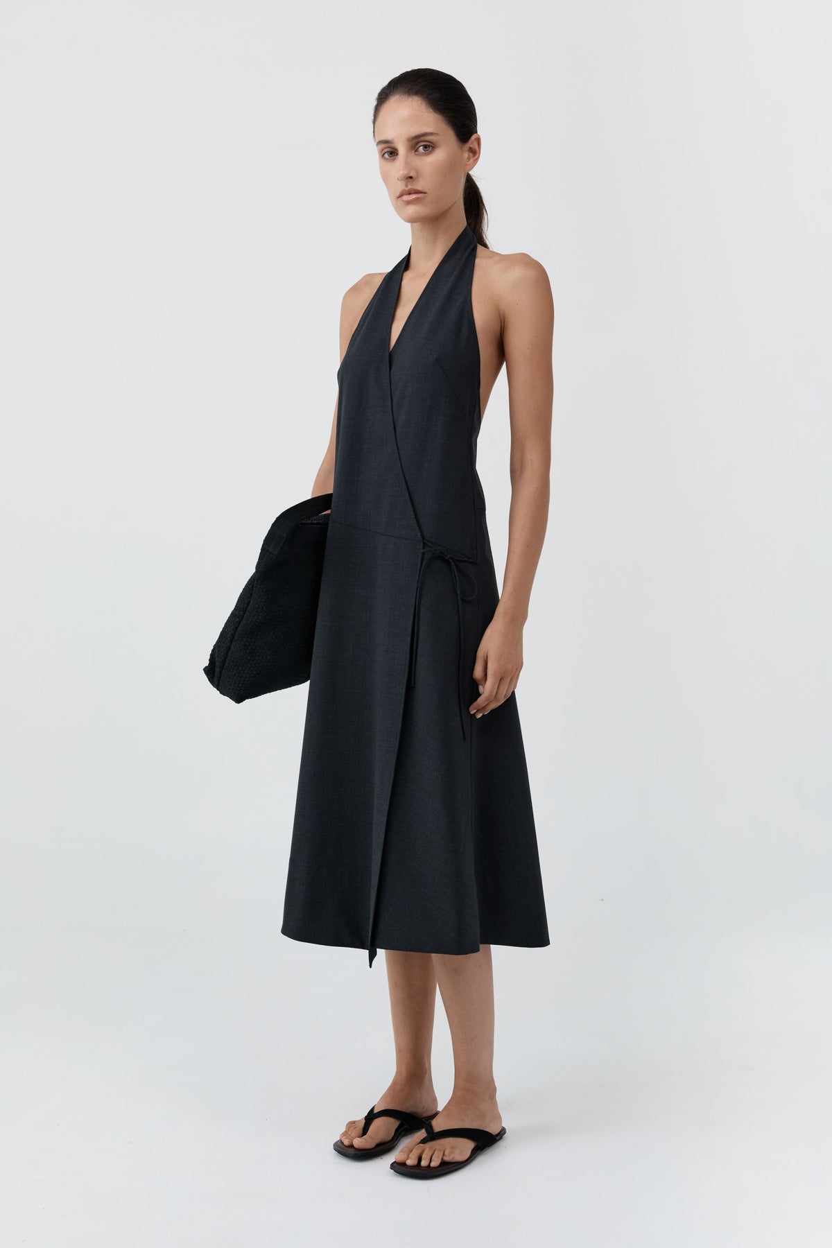 Wool Wrap Dress - Dark Graphite